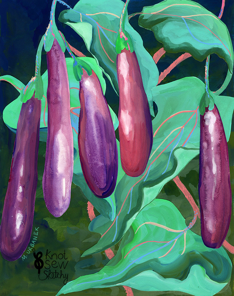 Eggplant, Long Purple. 11x14"