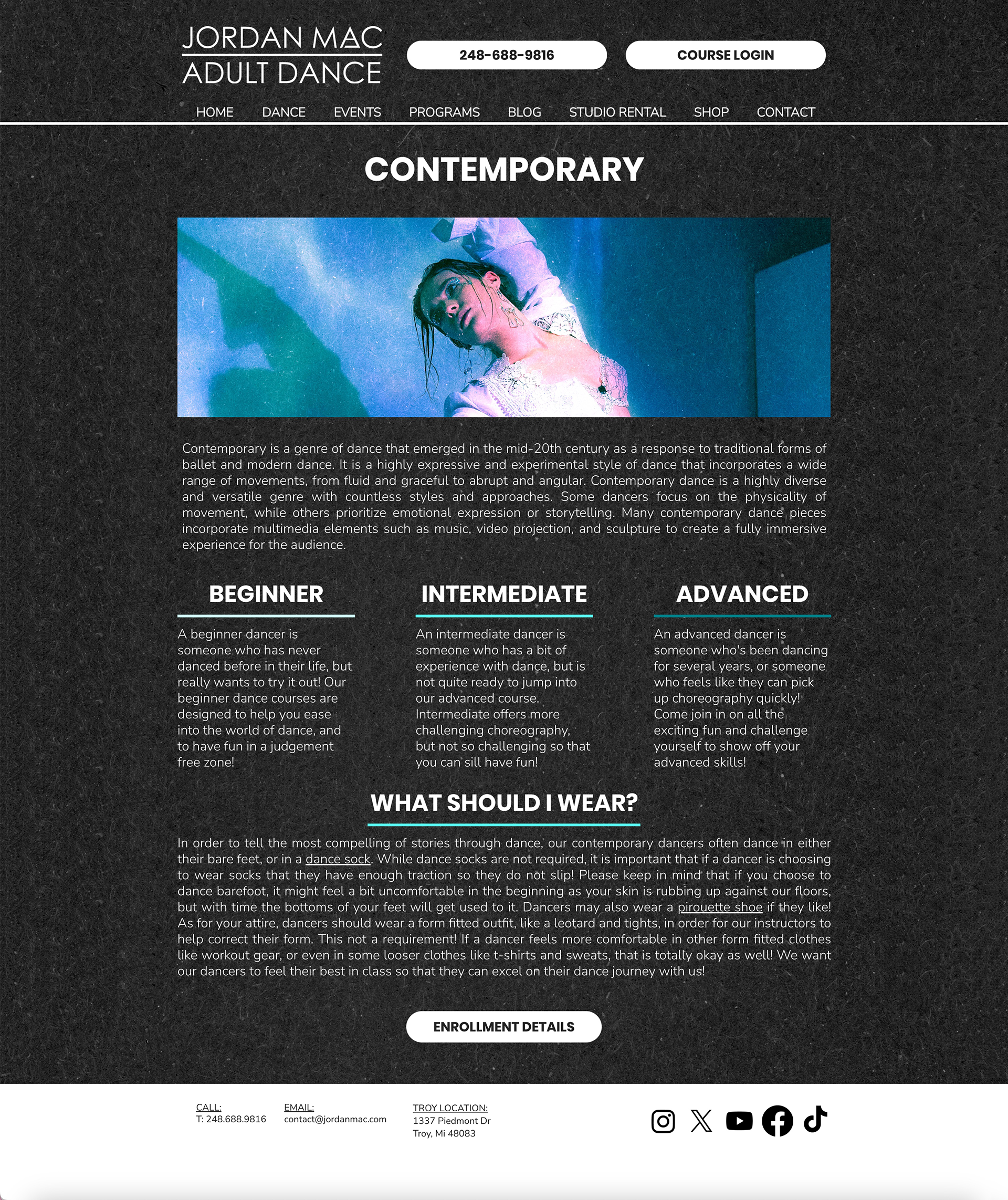 Example dance style page