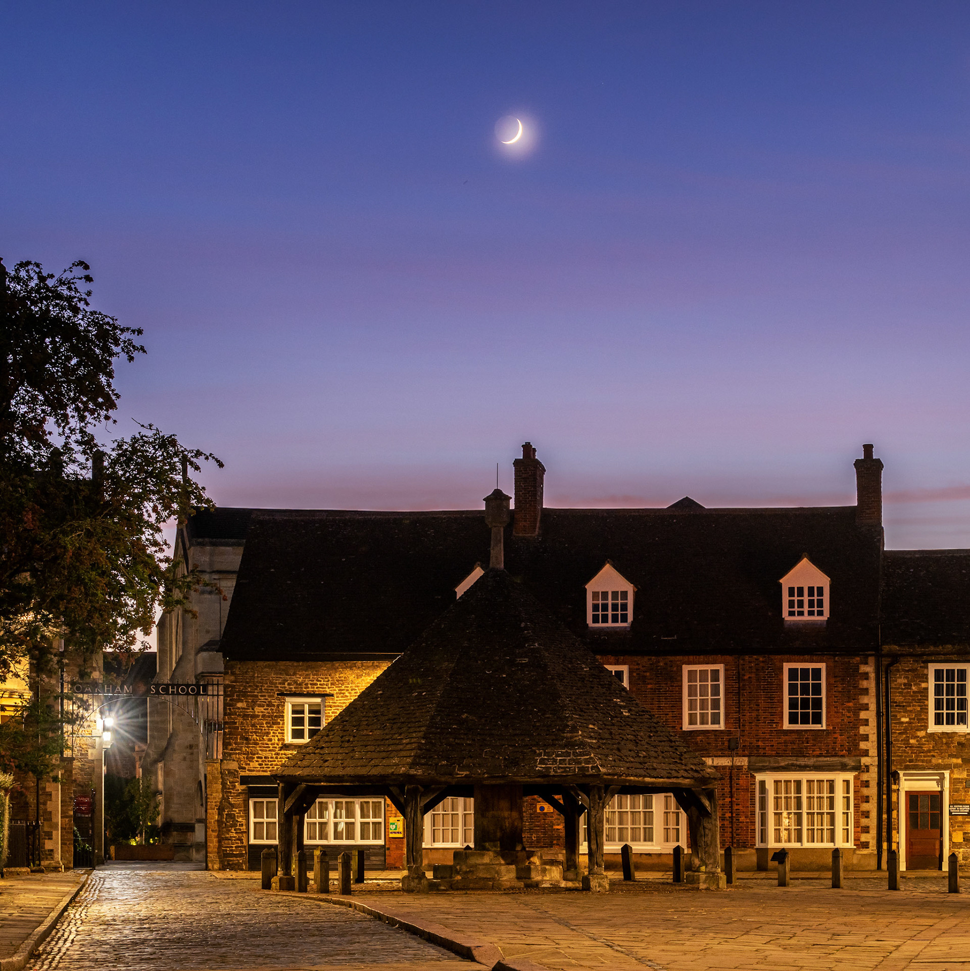 Crescent Moon and Oakham Butter Cross July 2020