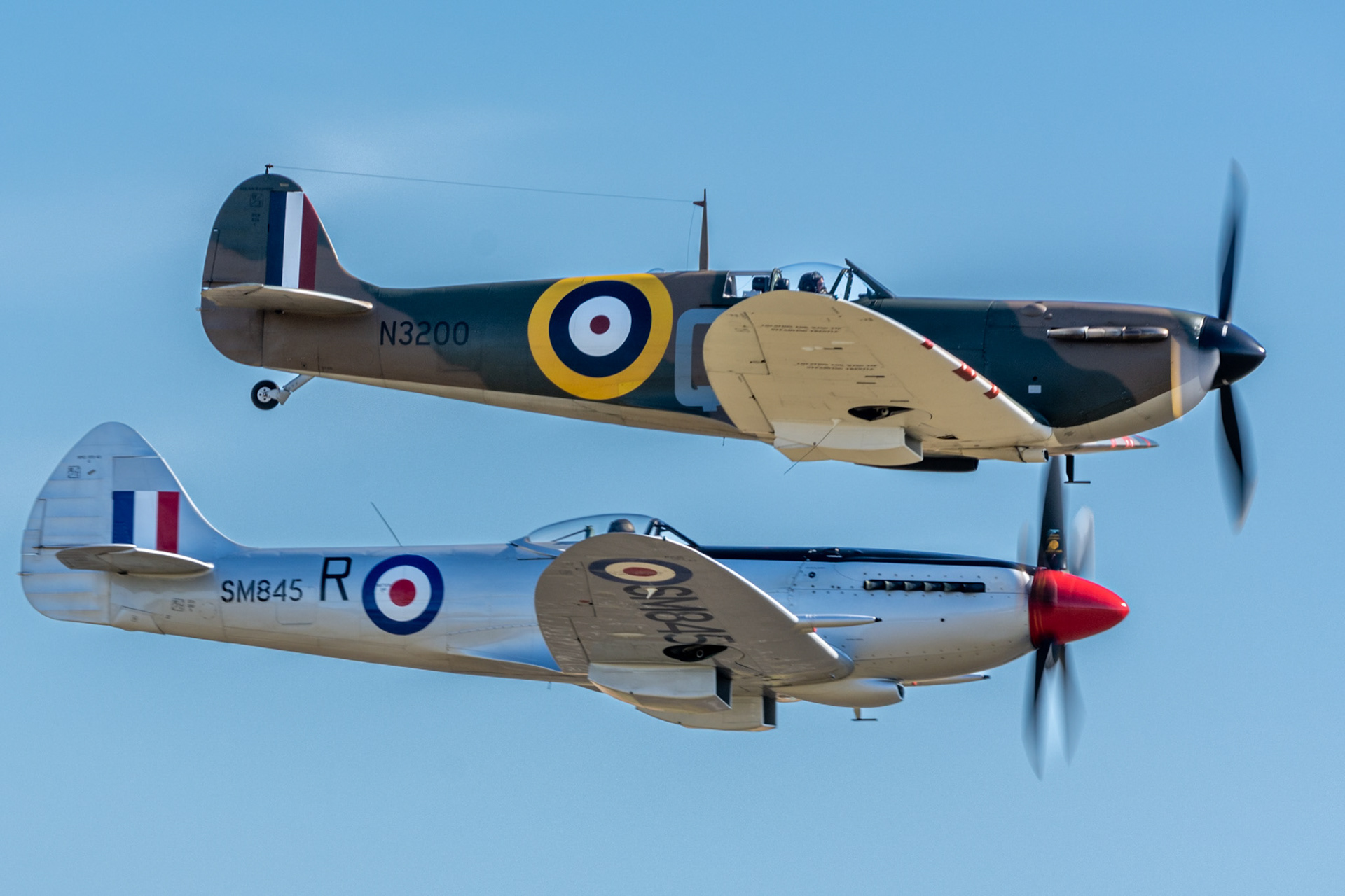Mk1 and Mk 18 spitfires Duxford 2019