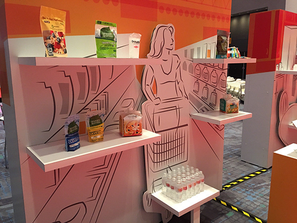 A gallery pod showcasing grocery packaging