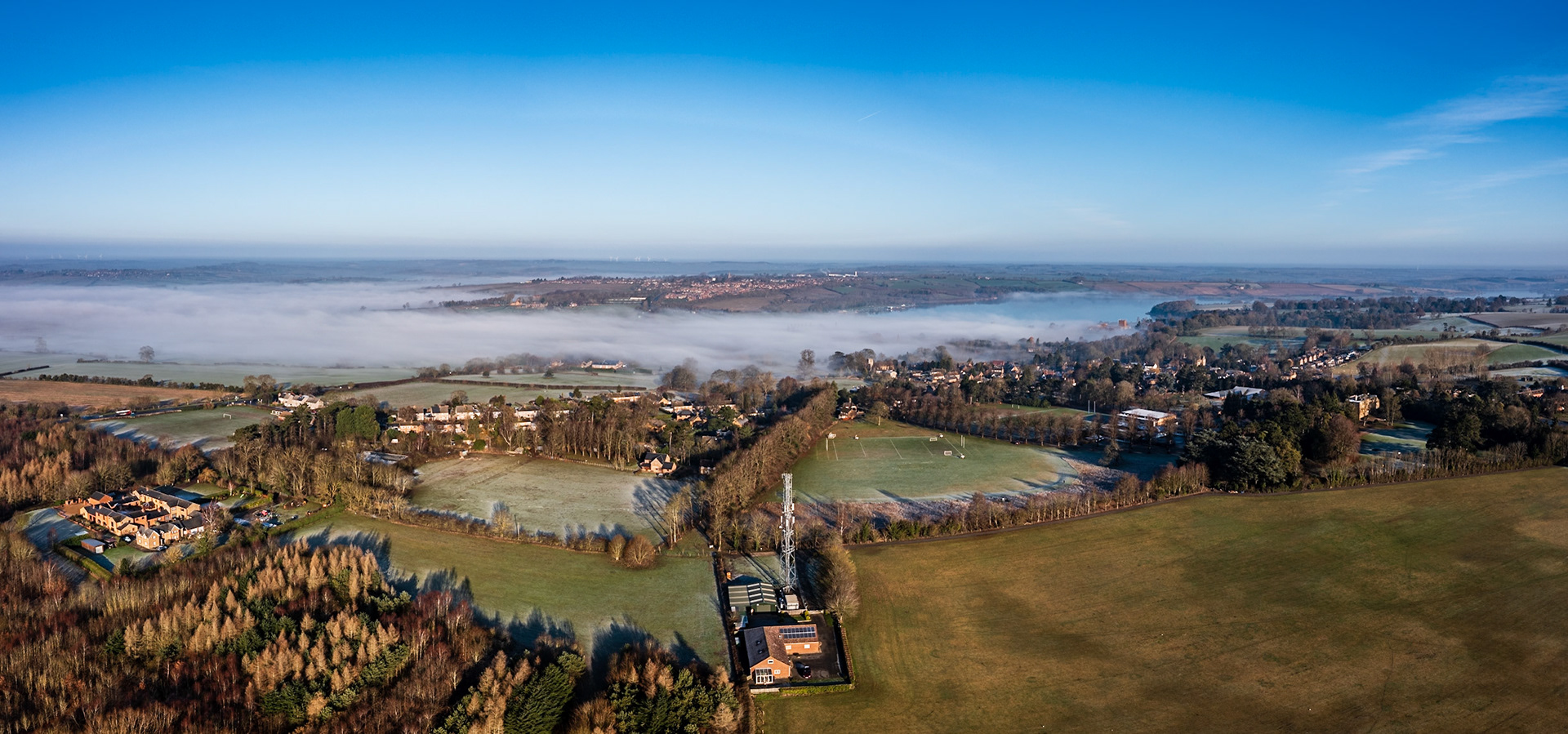 Brixworth from Pitsford Village, Fog in the Valley