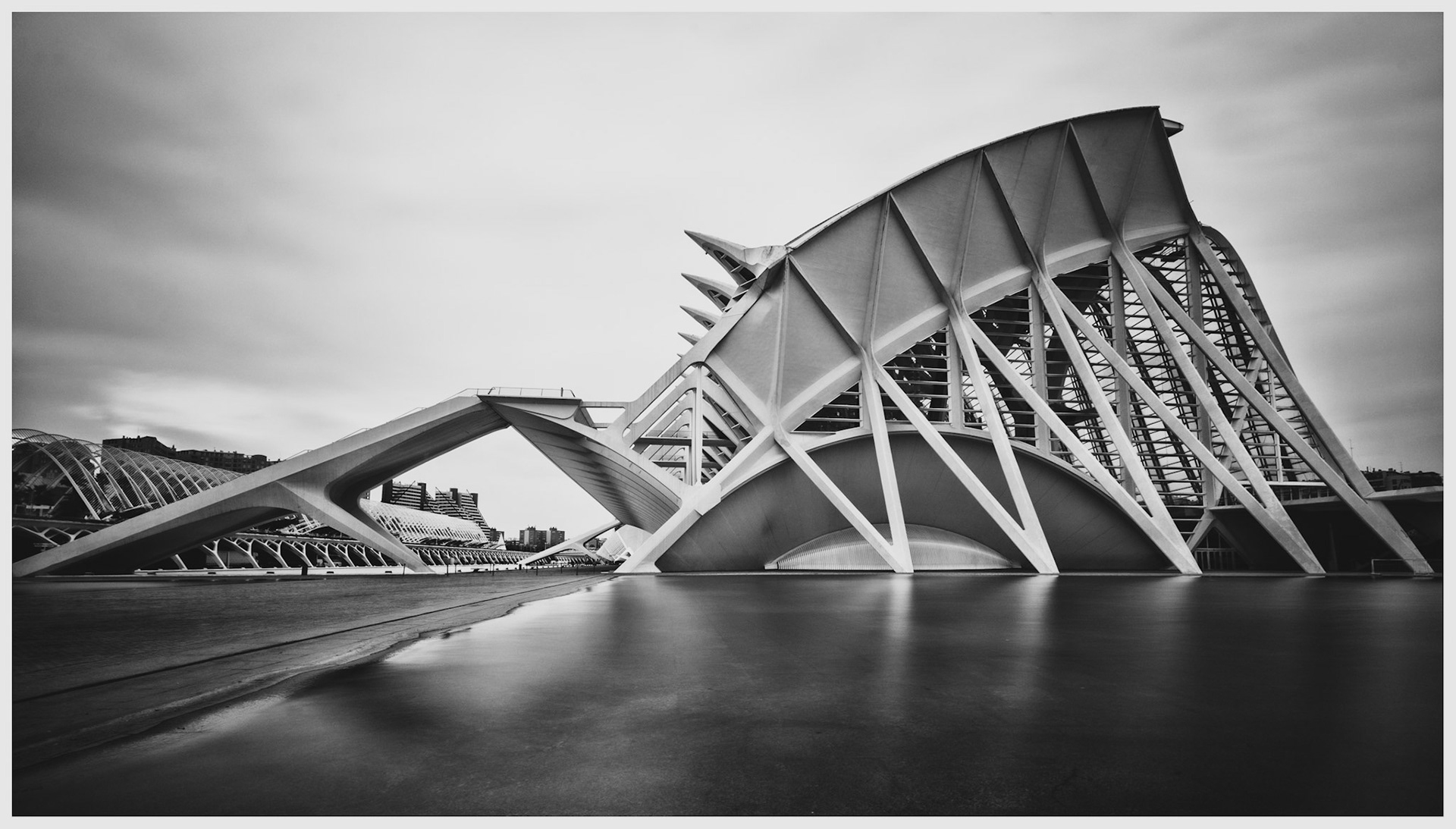 Valencia, City of Arts and Sciences, Topaz B&amp;W Platinum, adaptive exposure 0.5