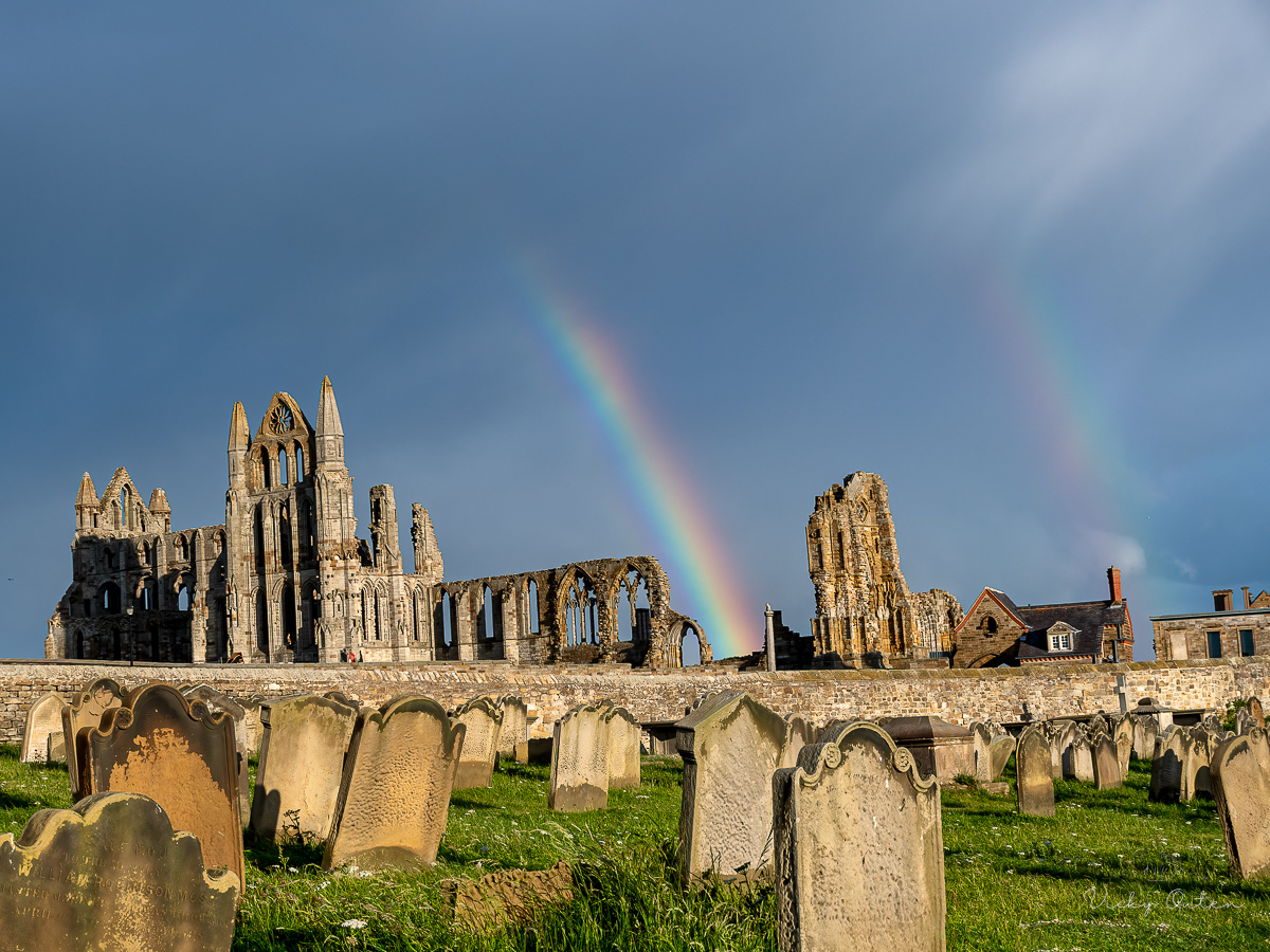 Double rainbow at Whitby Abbey