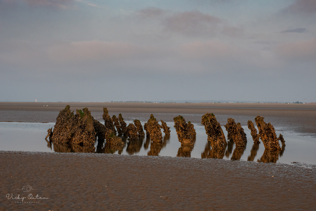 Hoylake shipwreck at sunset