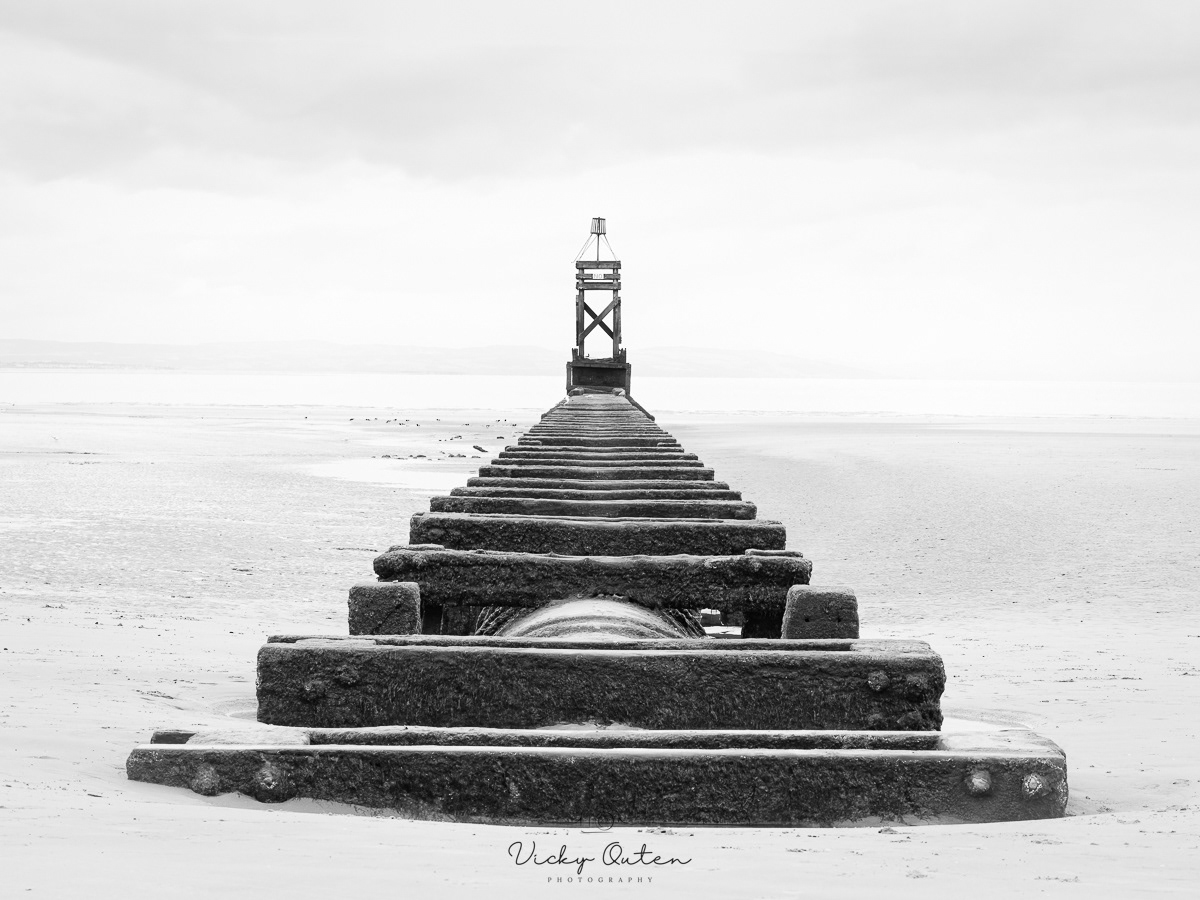 Crosby Beach pipe monochrome