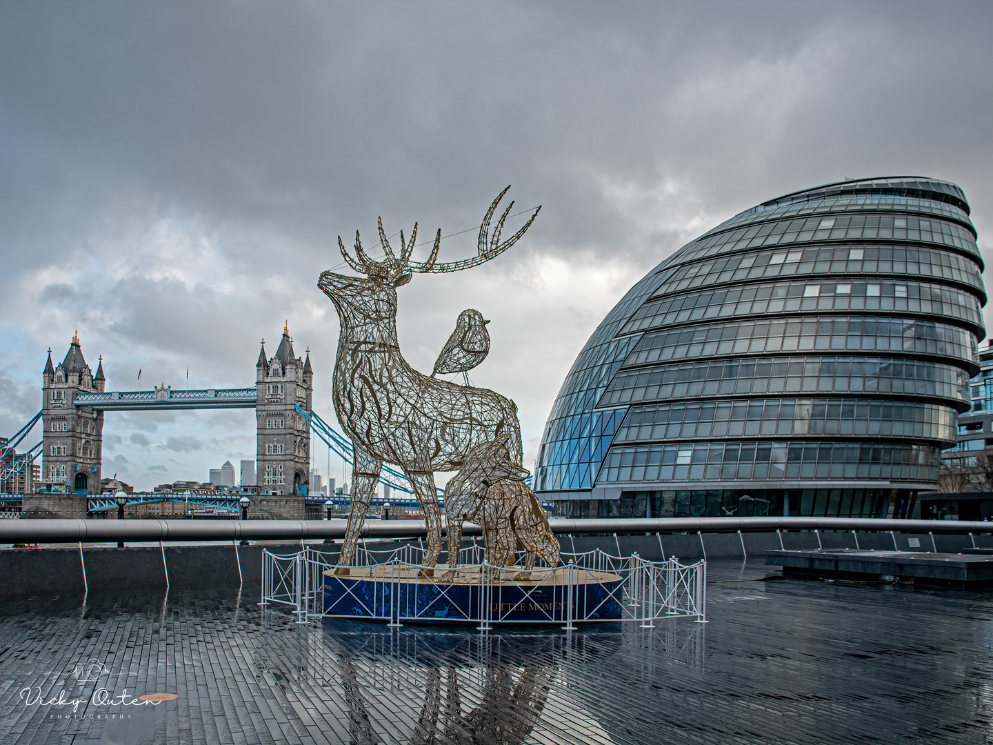 Christmas Decorations with Tower Bridge & City Hall in the background 