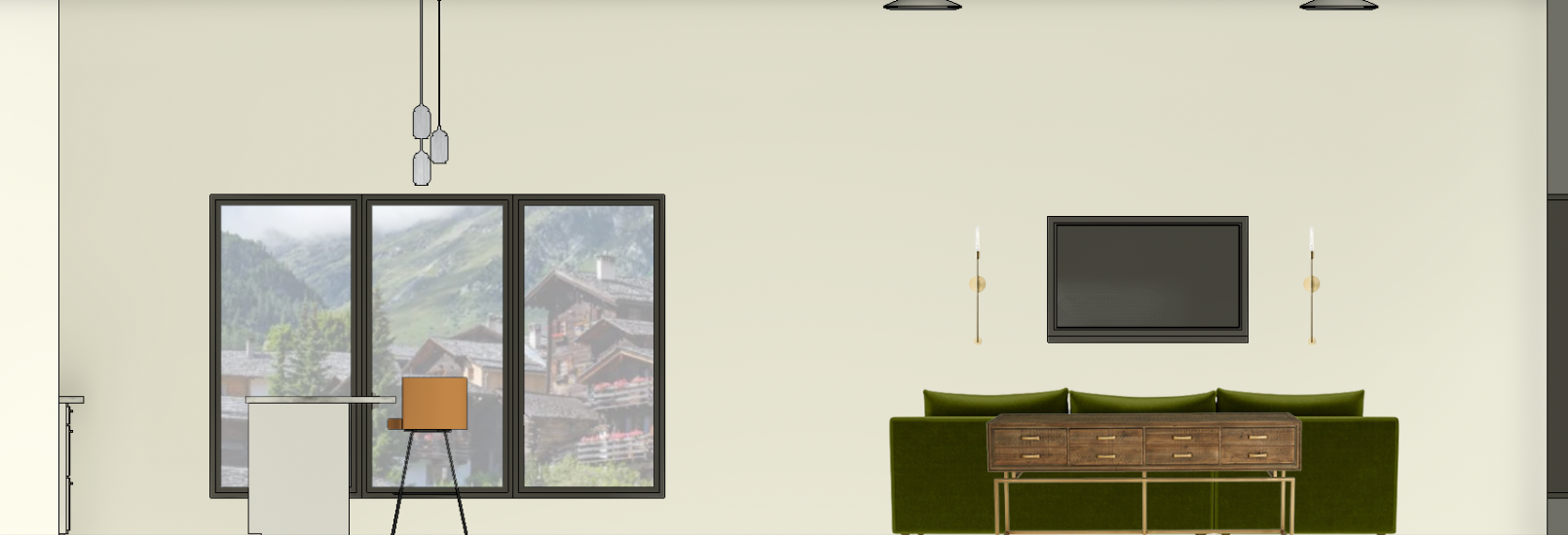 Elevation of Residential Kitchen and Living Area - Photoshop