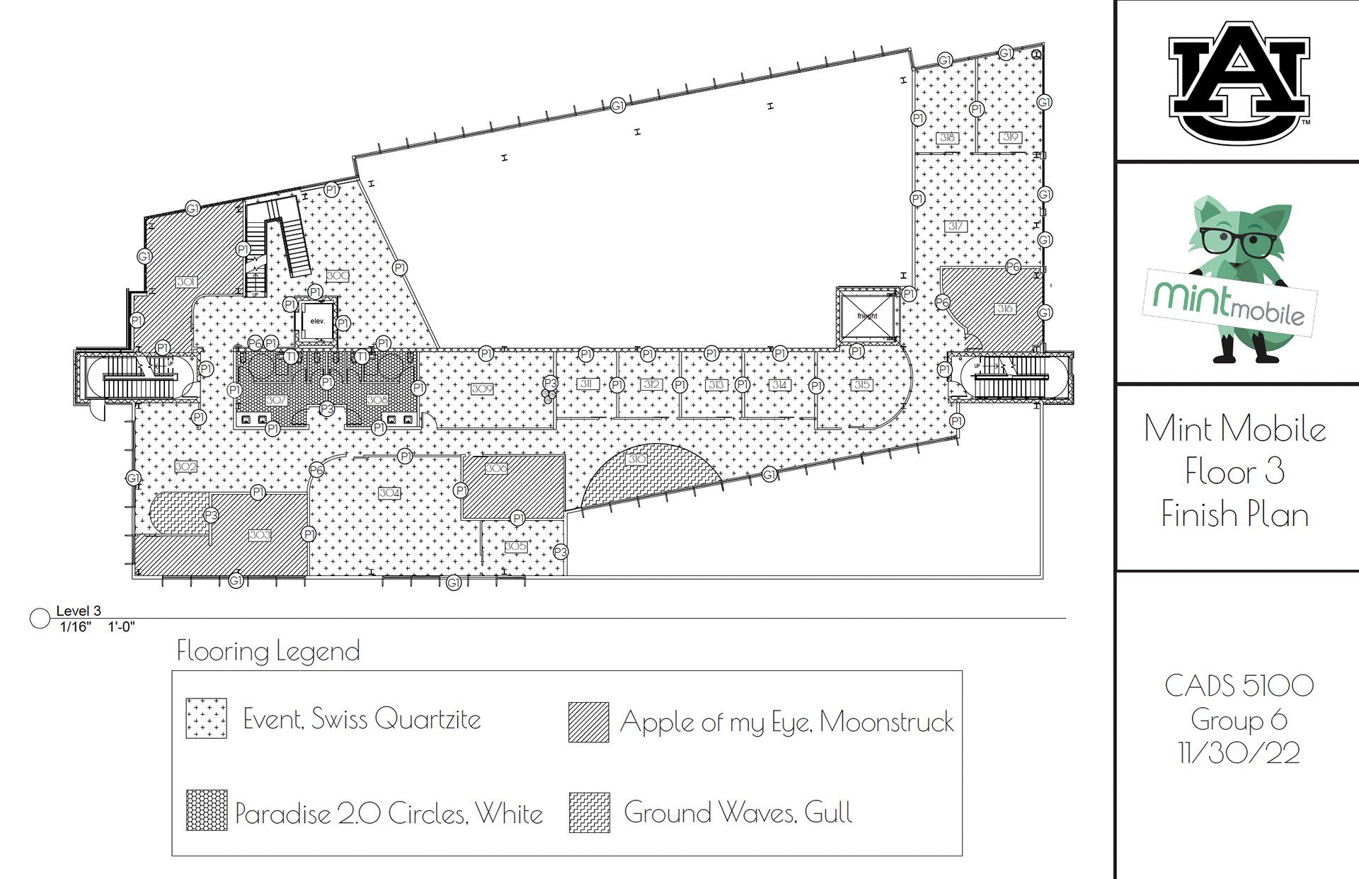 3rd Floor Finish Plan and Legend