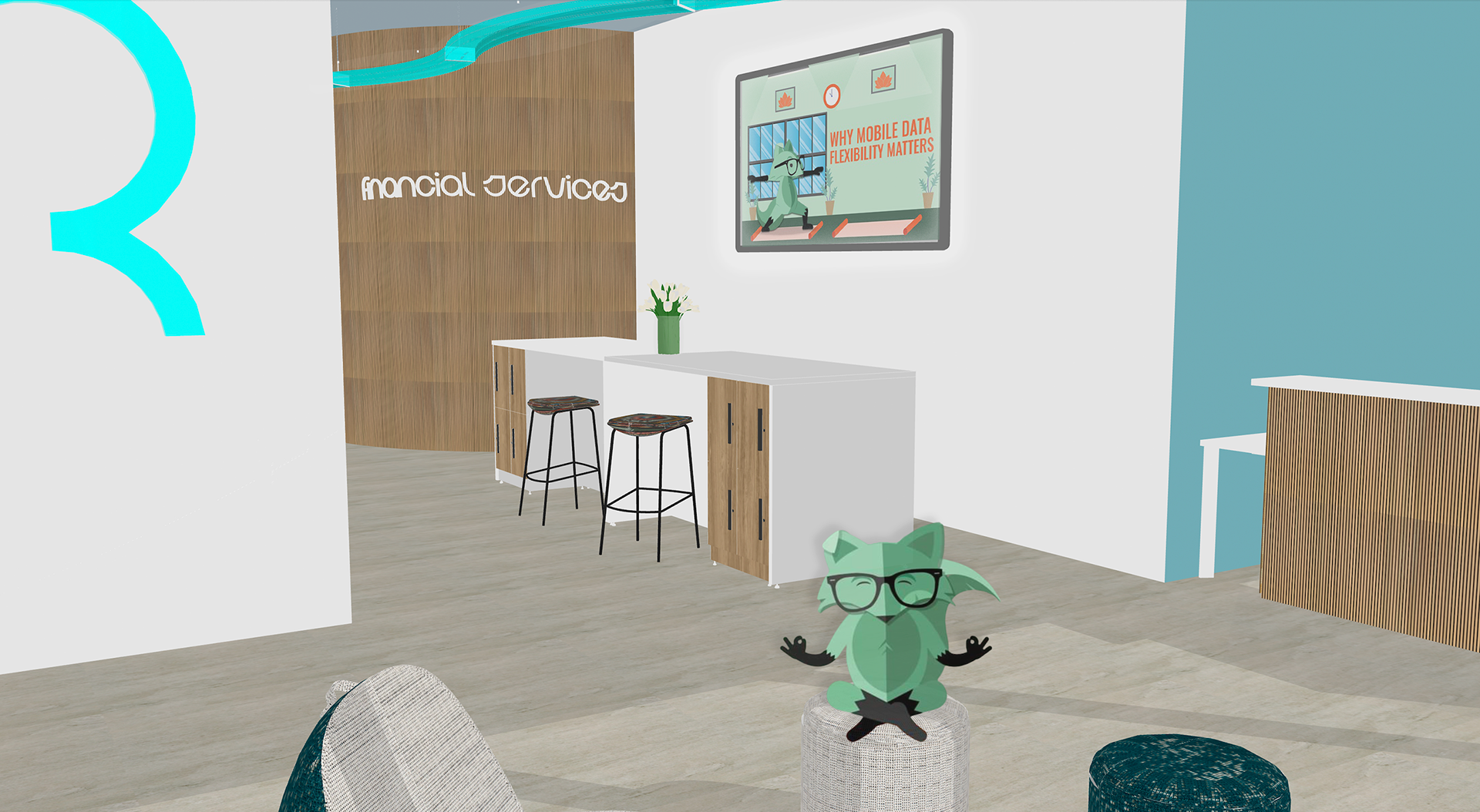 Collaborative Corridor and Financial Services Wayfinding Rendering
