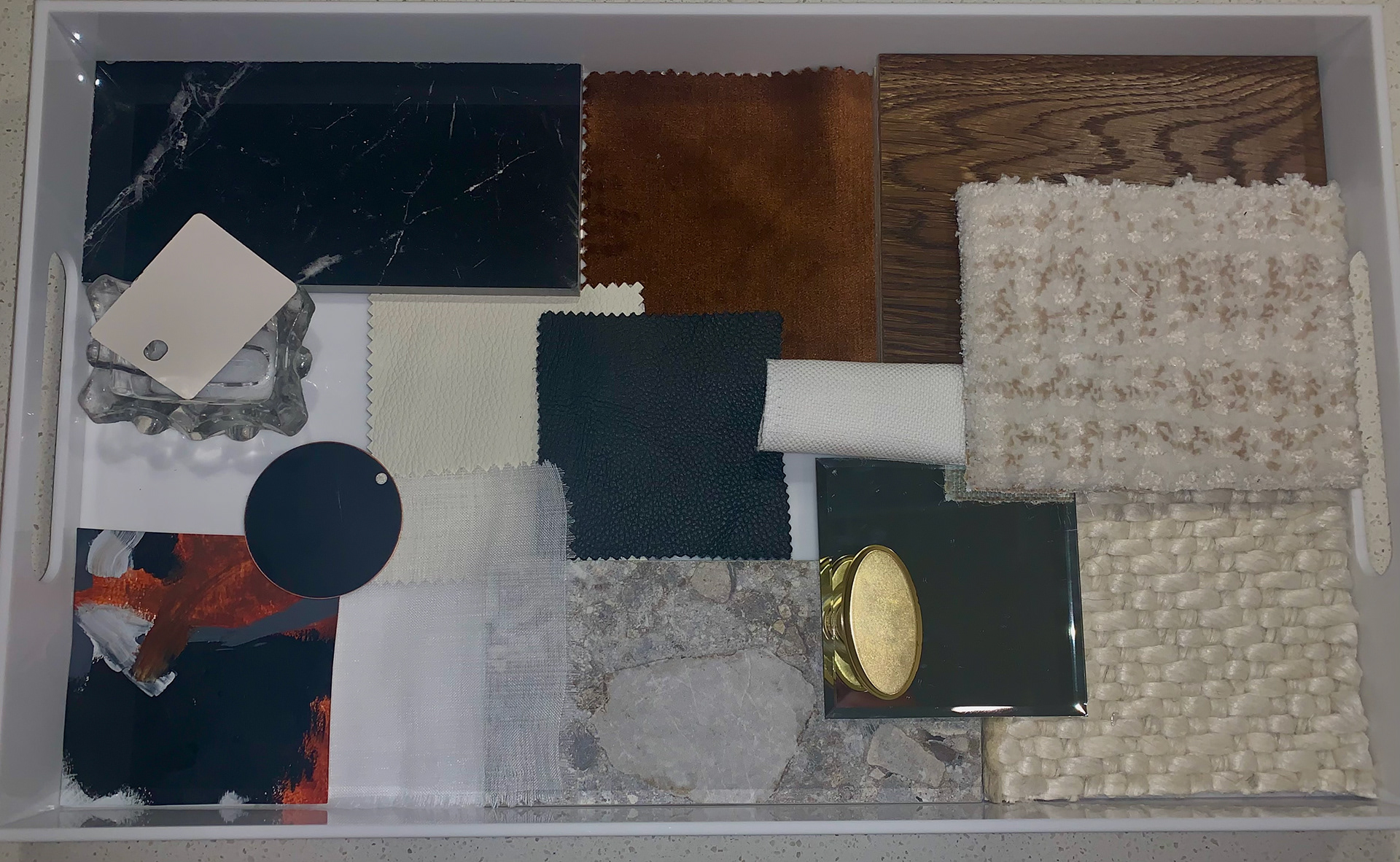 Materials tray for great room