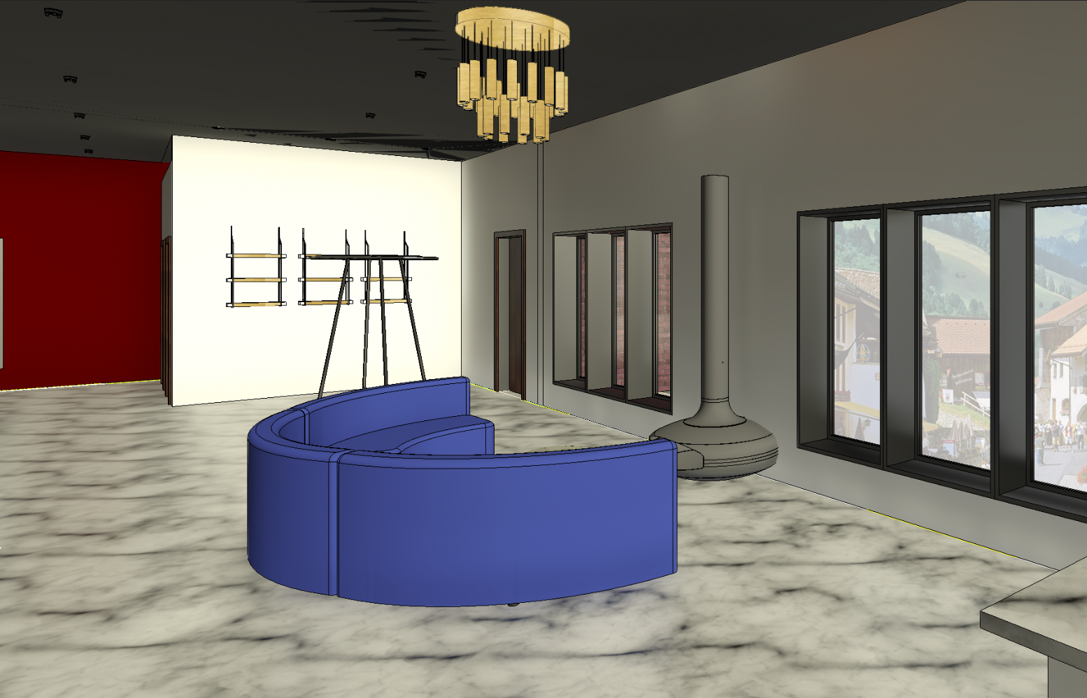 Retail and Lounge Area - Revit