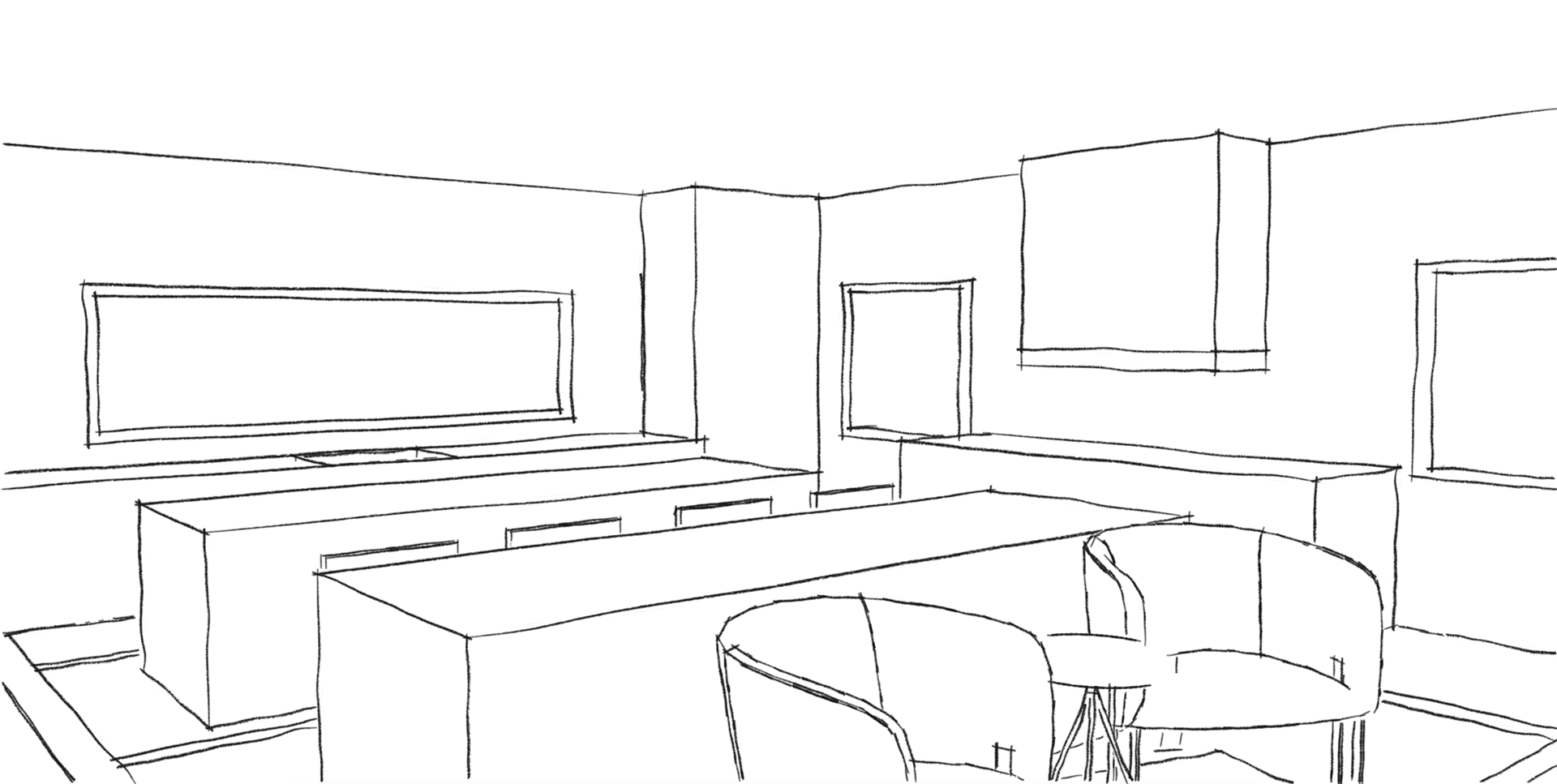 Sketch-up kitchen perspective rendering