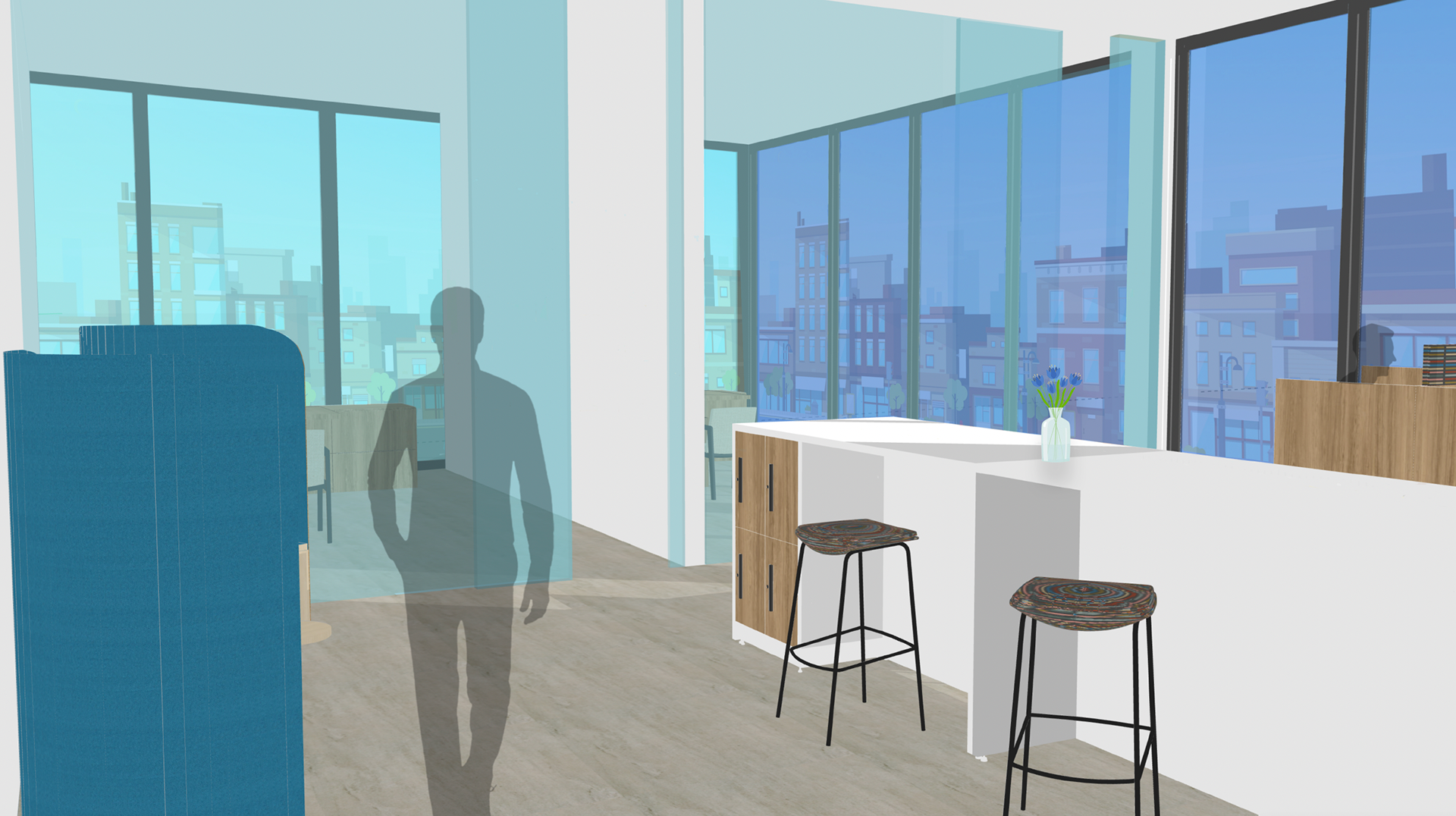 Communication Office and Collaborative Space Rendering
