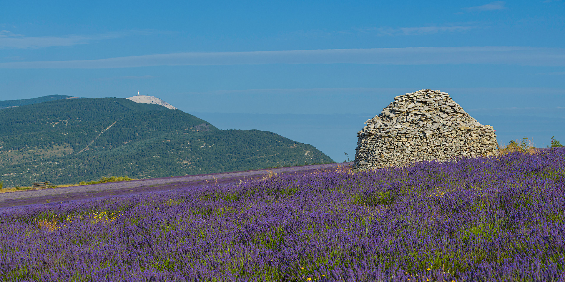 Ferrassières, mont Ventoux en arrière plan