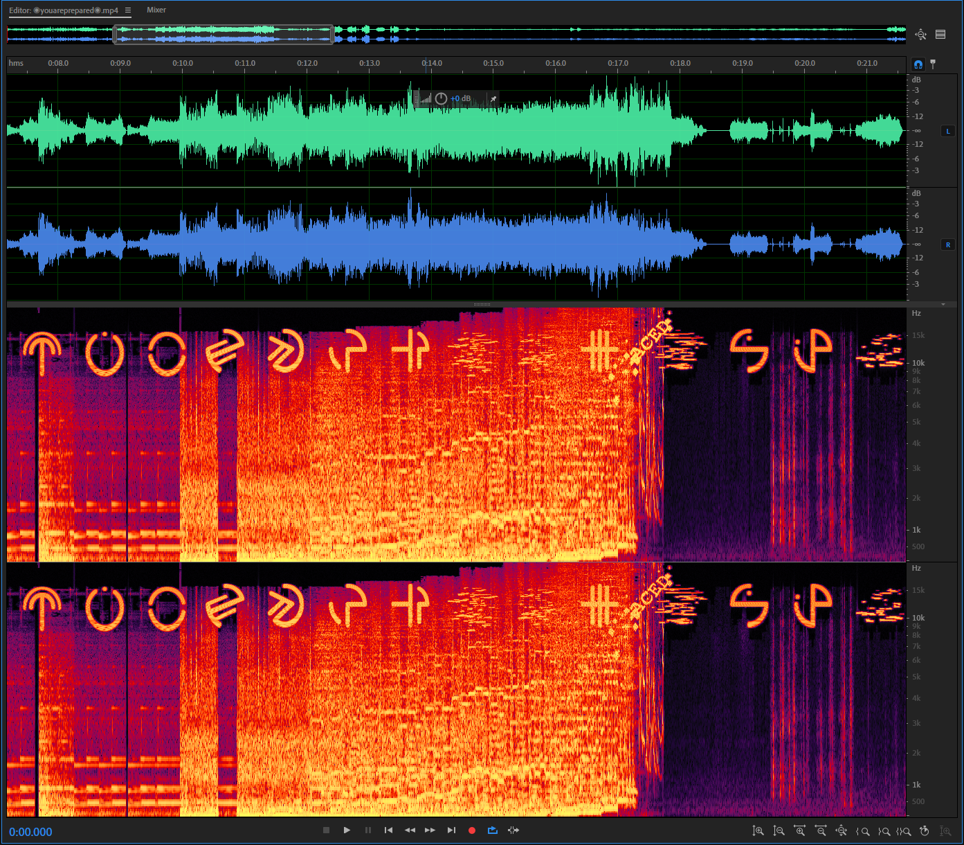 Running the video through a spectrogram analyzer reveals the entire Alien glyph alphabet.