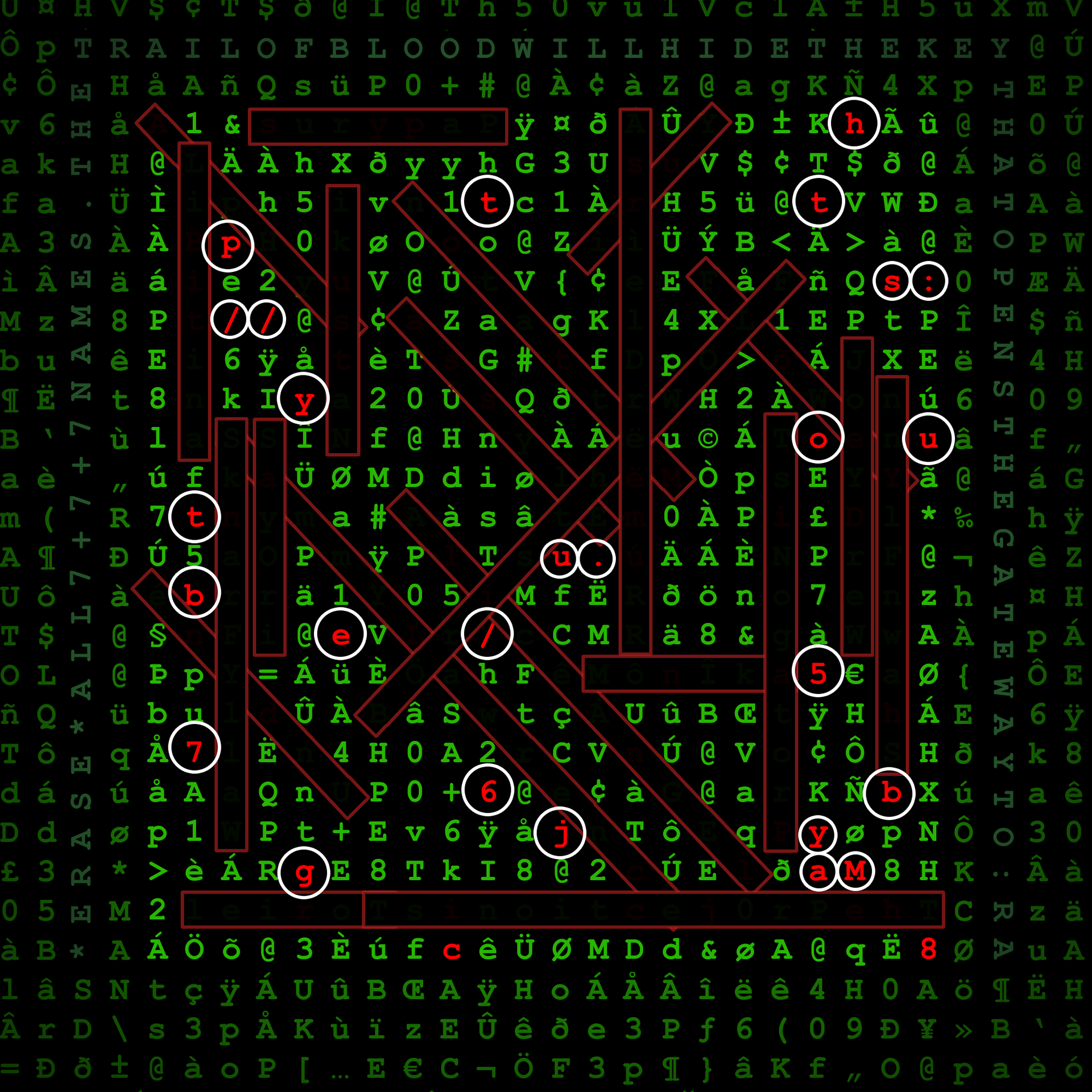 When solved, the remaining red letters lead to: https://youtu.be/576bjygaMc8
