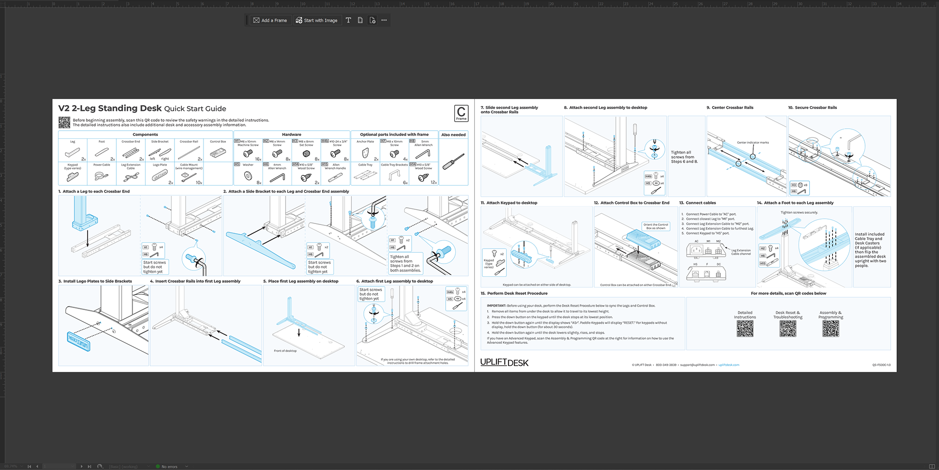 Front and back of the new "Quick Start Guide"