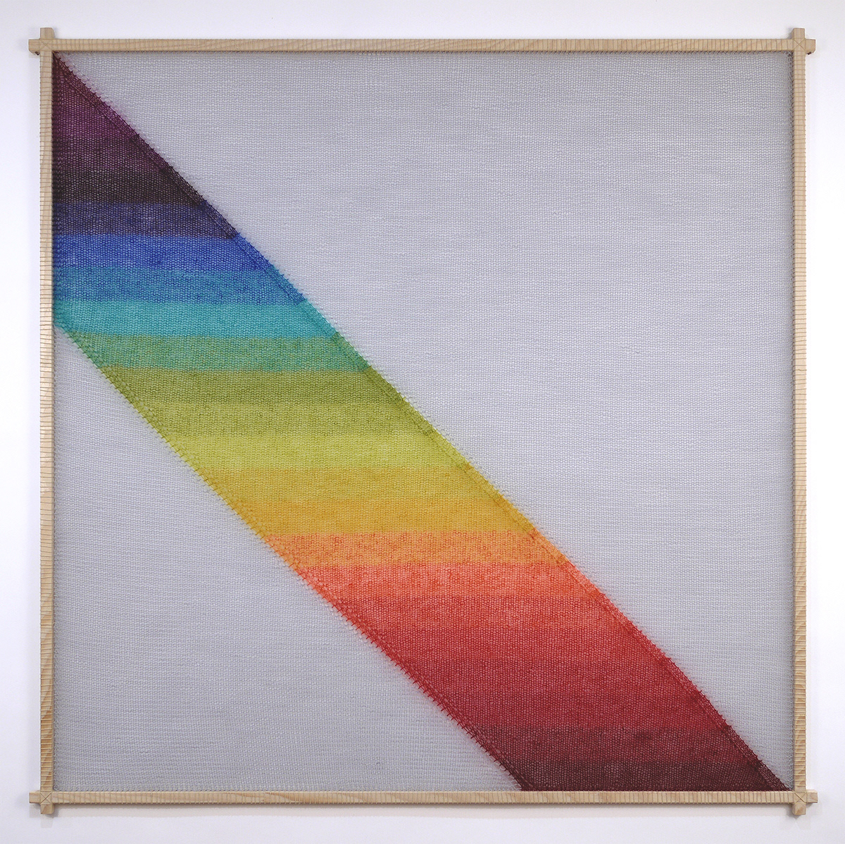 Spectrum Band, 2017, 48 x 48 inches, hand-knitted mohair, wool 