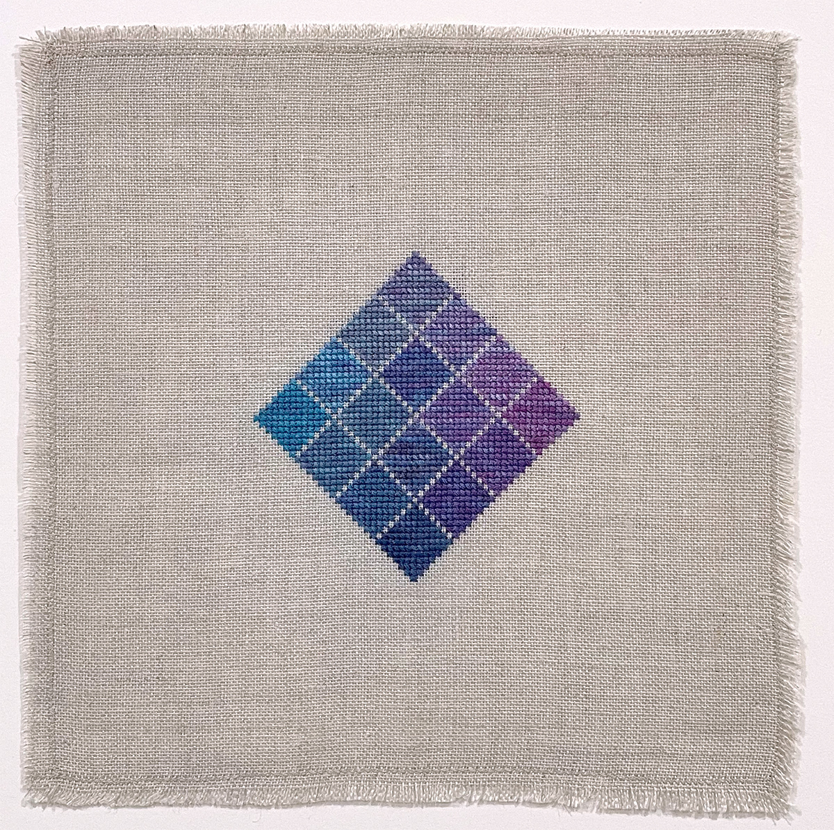 Hand-Dyed Grid, 2022, 13 x 13 inches, Hand-dyed cotton on linen