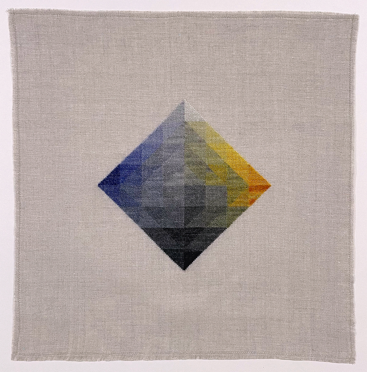 HSB (2), 2022, 22 x 22 inches, Hand-dyed mohair embroidery on linen