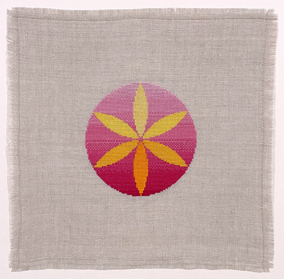 Setting Sun, 2022, 18 x 18 inches, Cotton Embroidery on Linen