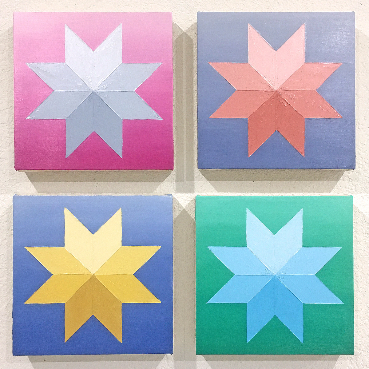 Star of Ishtar (4 versions), 2020, 10 x 10 inches, oil on canvas