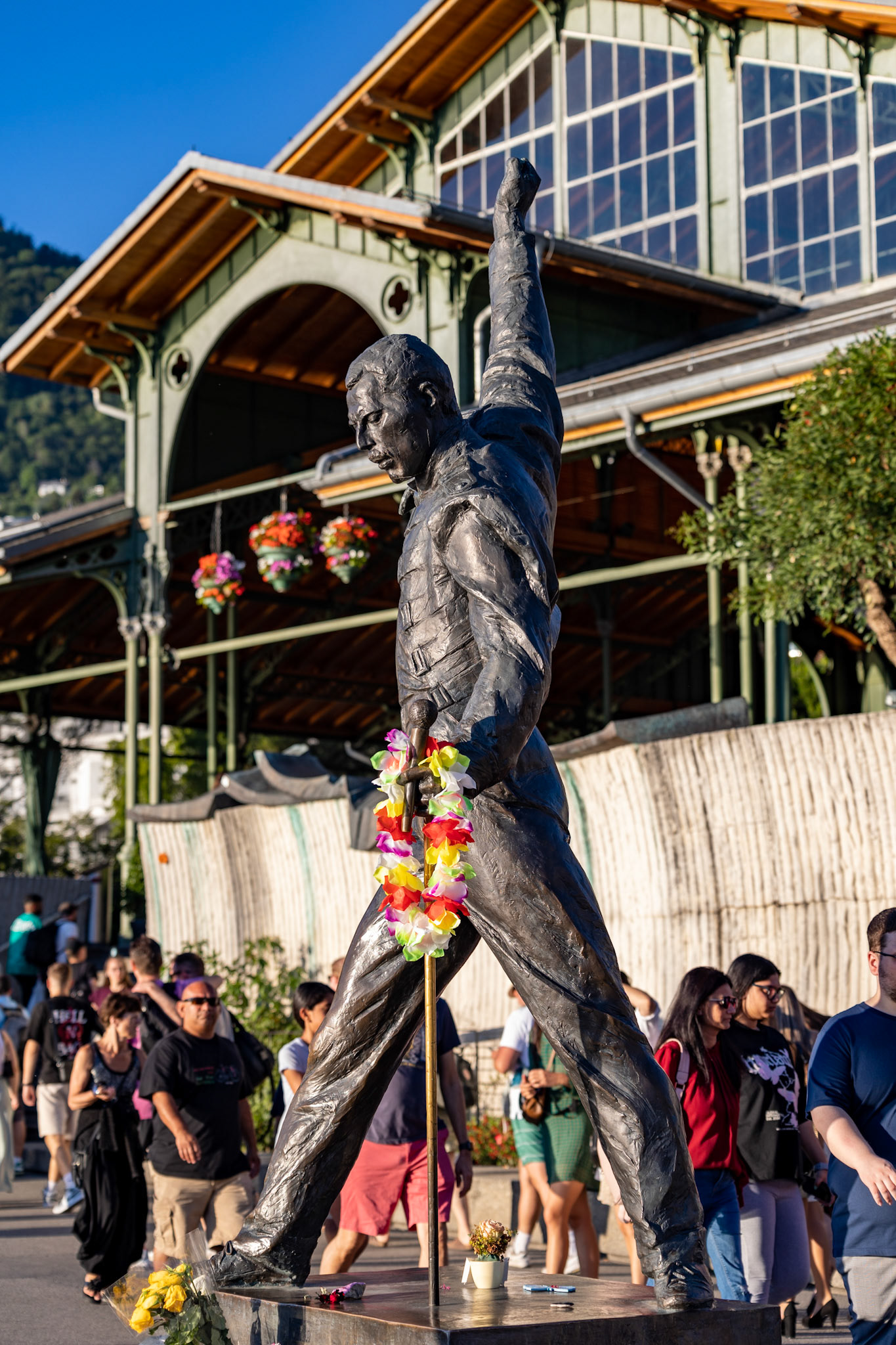 The statue of Freddie Mercury during Montreux Jazz Festival