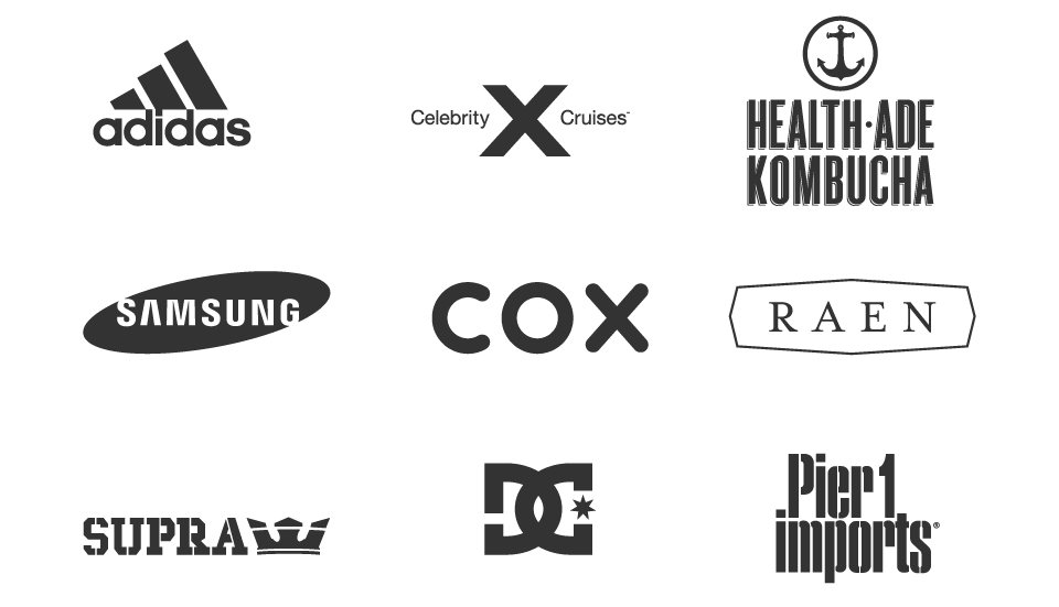 A grid of 9 various logos.
