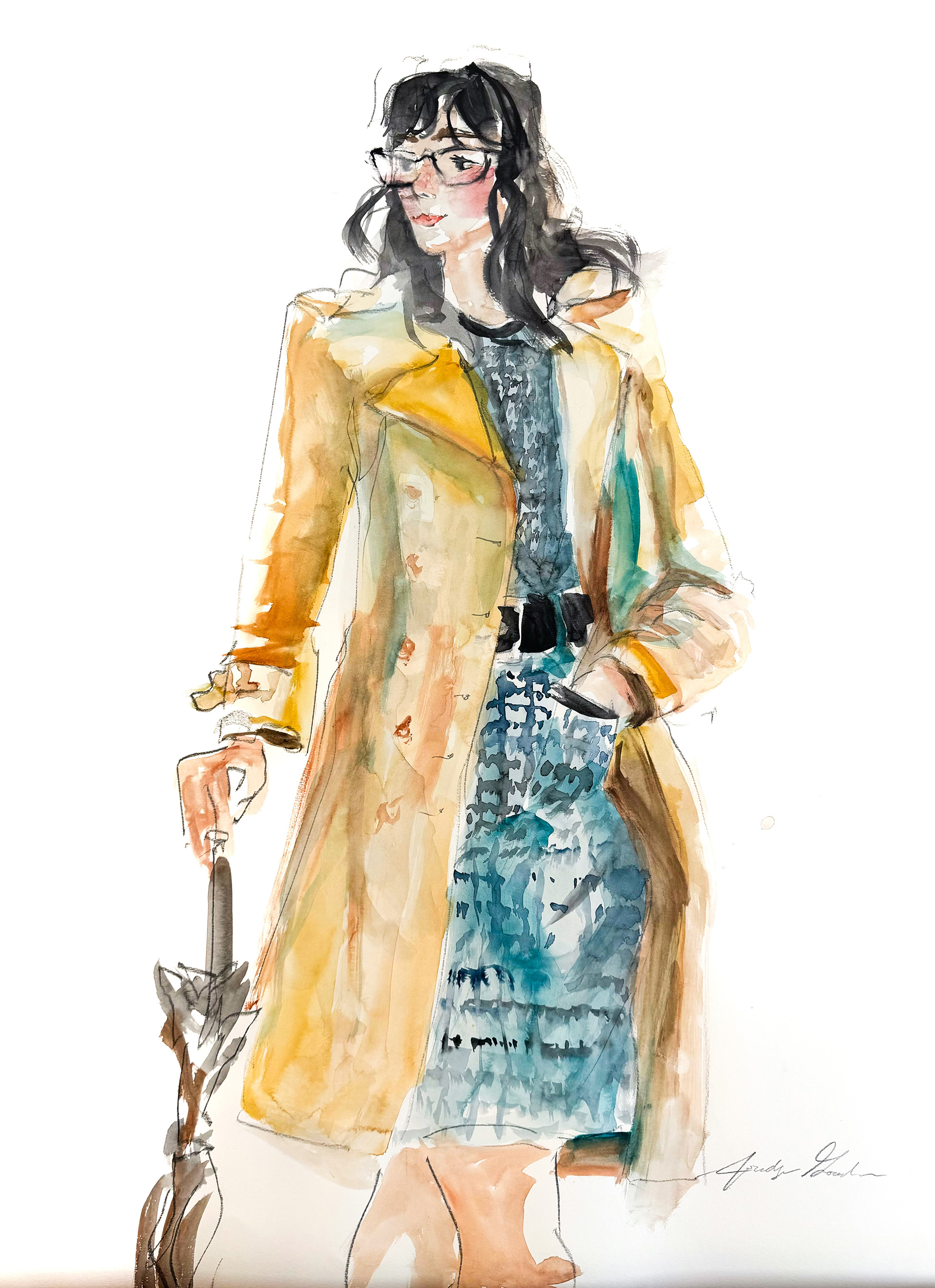 After the Rain, Pencil and watercolor, 2024