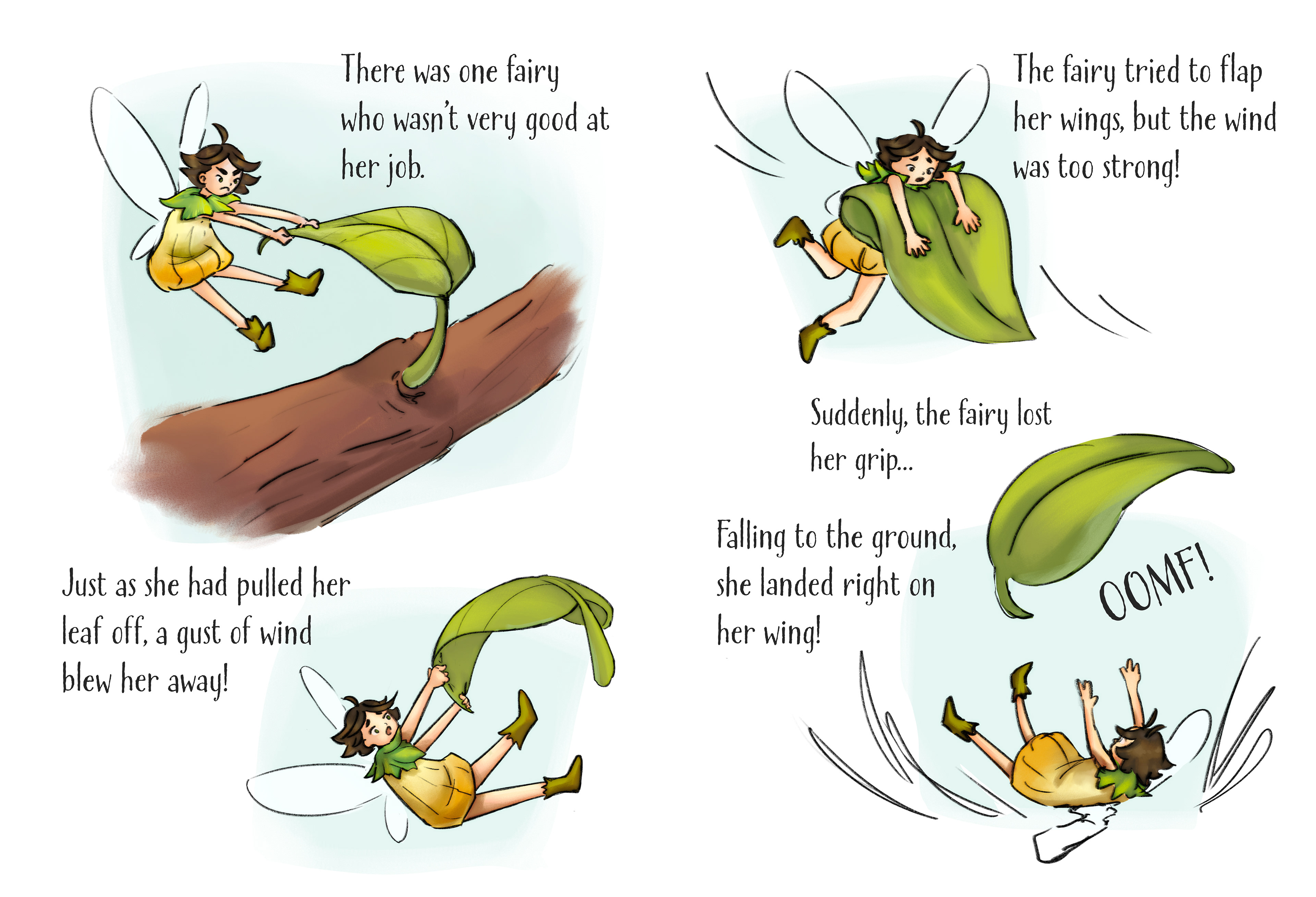 A colored sample spread, Procreate, Photoshop, and InDesign