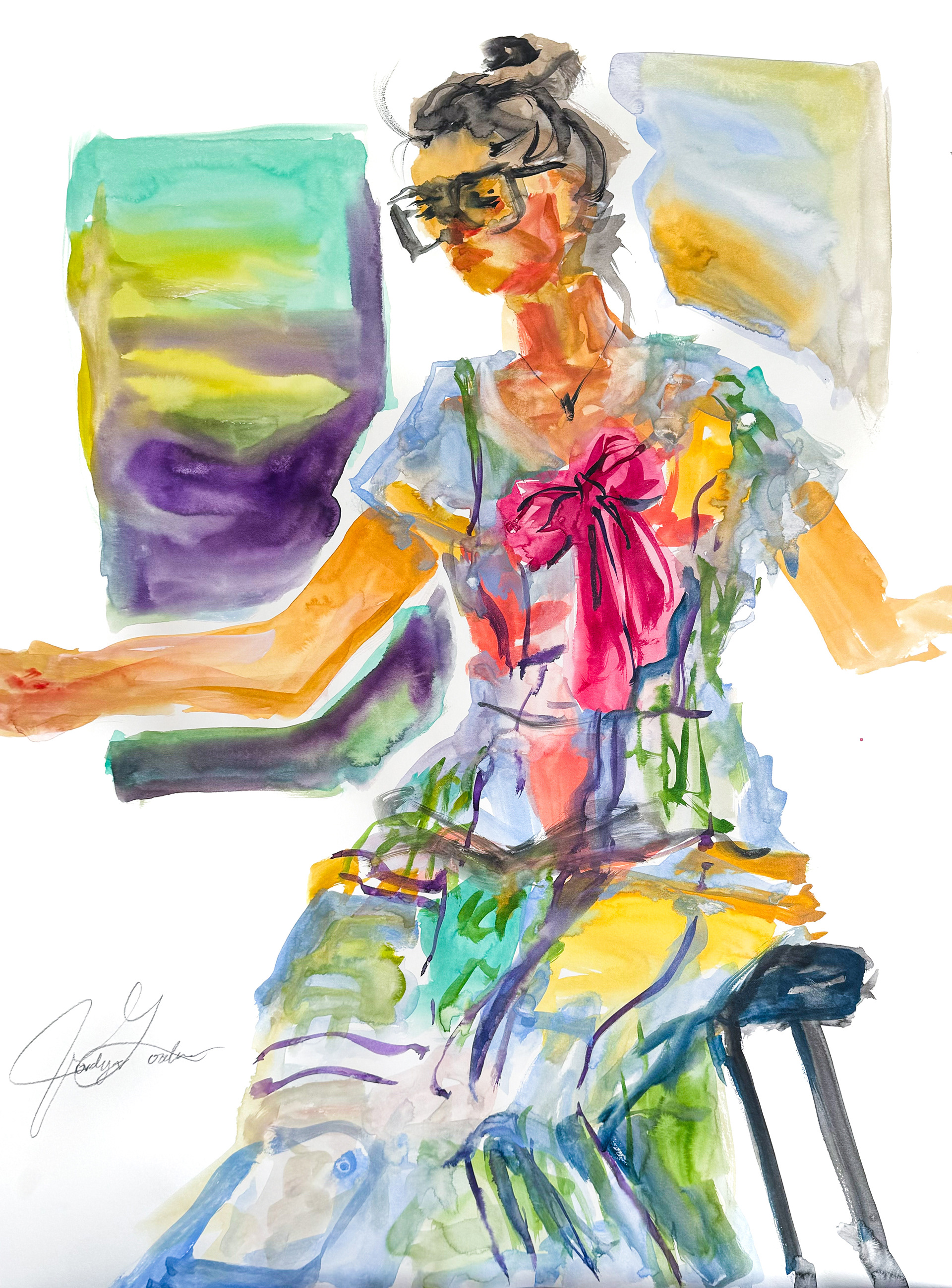 Going Out Dress, Watercolor, 2024