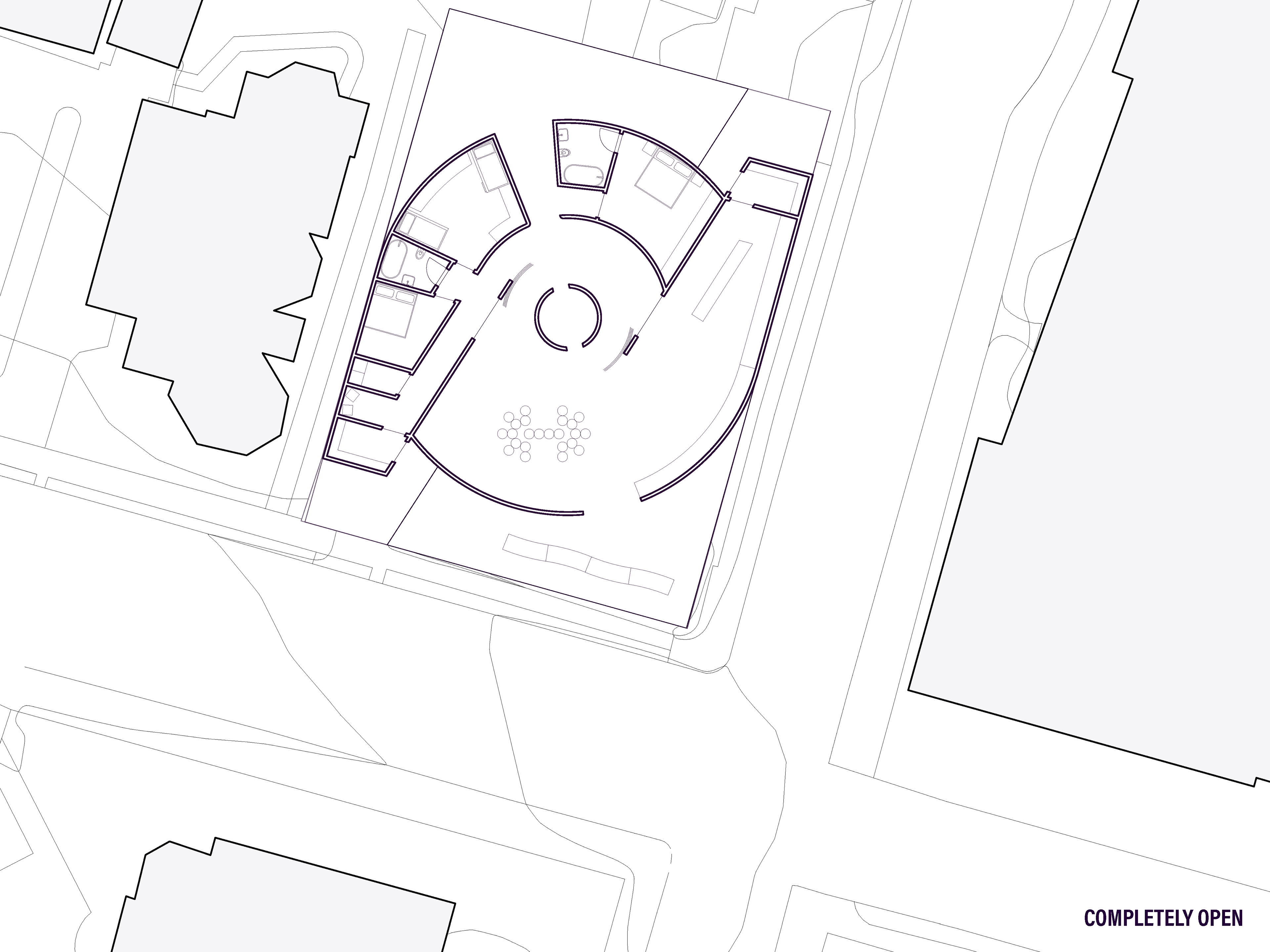 And ultimately in the Summer, completely open for movement from site corner to site corner, with dining pushed to the exterior