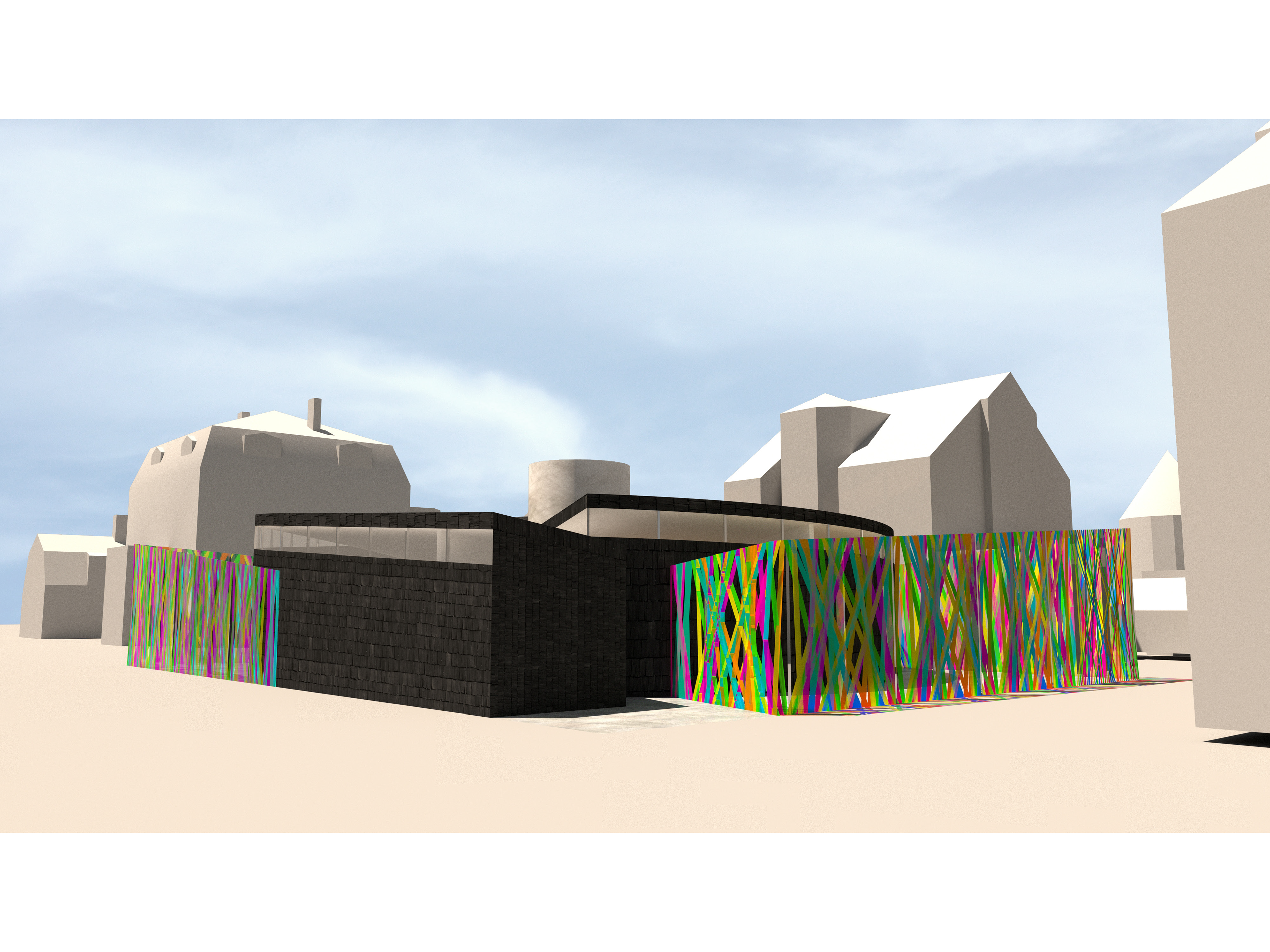 This rendering illustrates the discreet entrance sequence