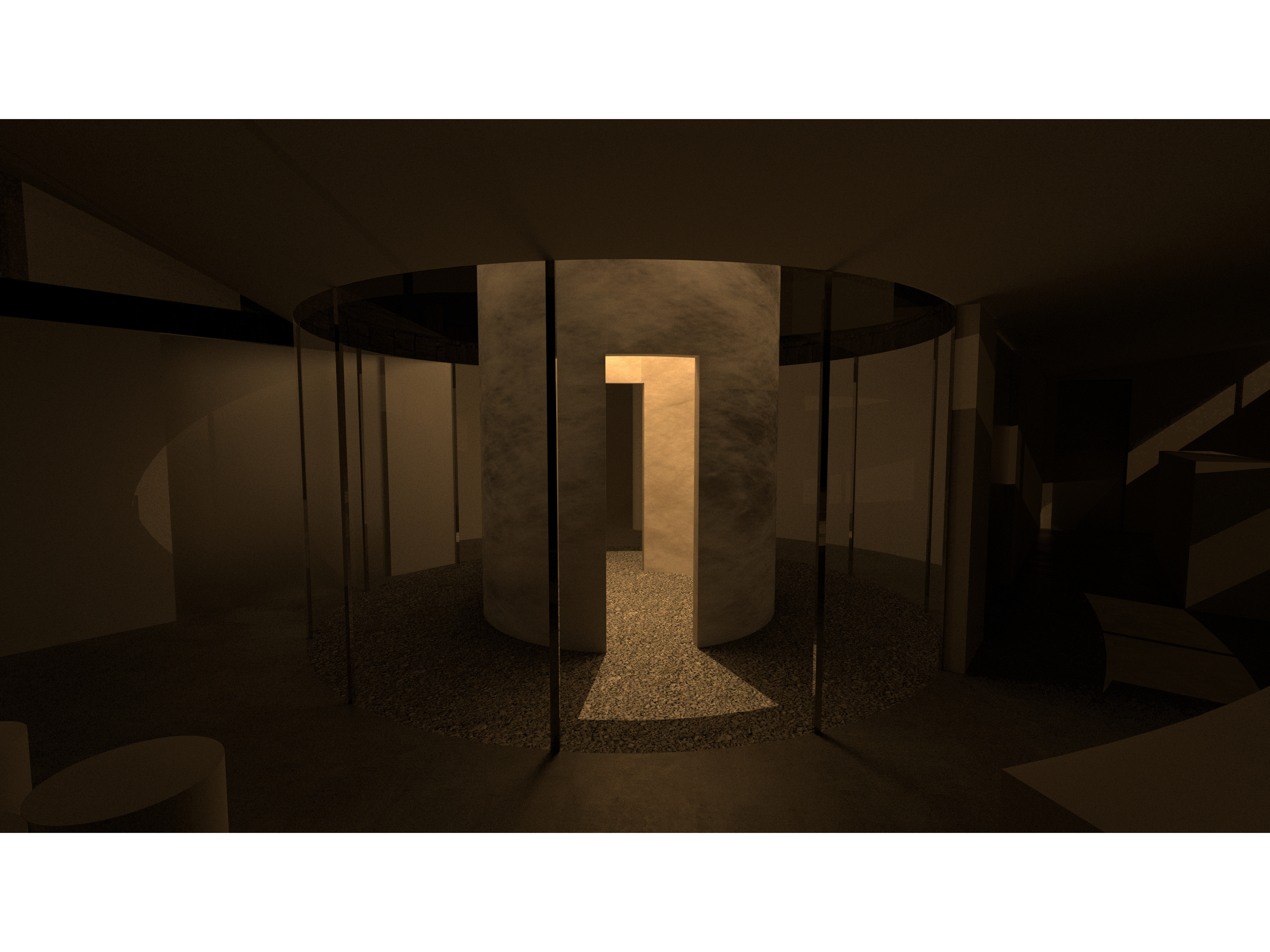 Finally, the Ancestral well, the most venerable space of the house, shown in use. Projecting pictures of ancestors and family history onto its surfaces, in order to pass down generational history and collapse time through cosmological kindred connection.