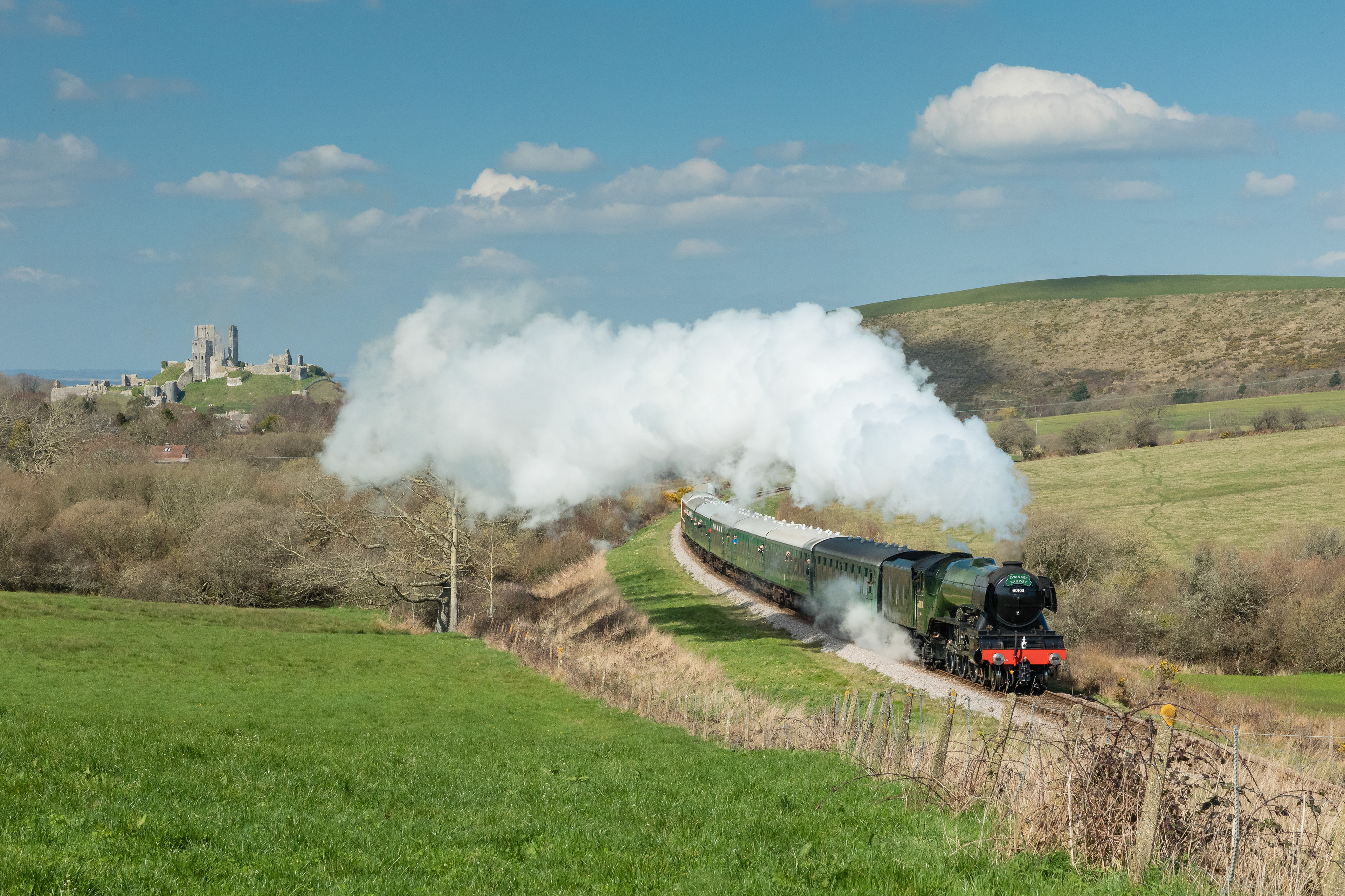 Flying Scotsman Leaving Corfe Castle