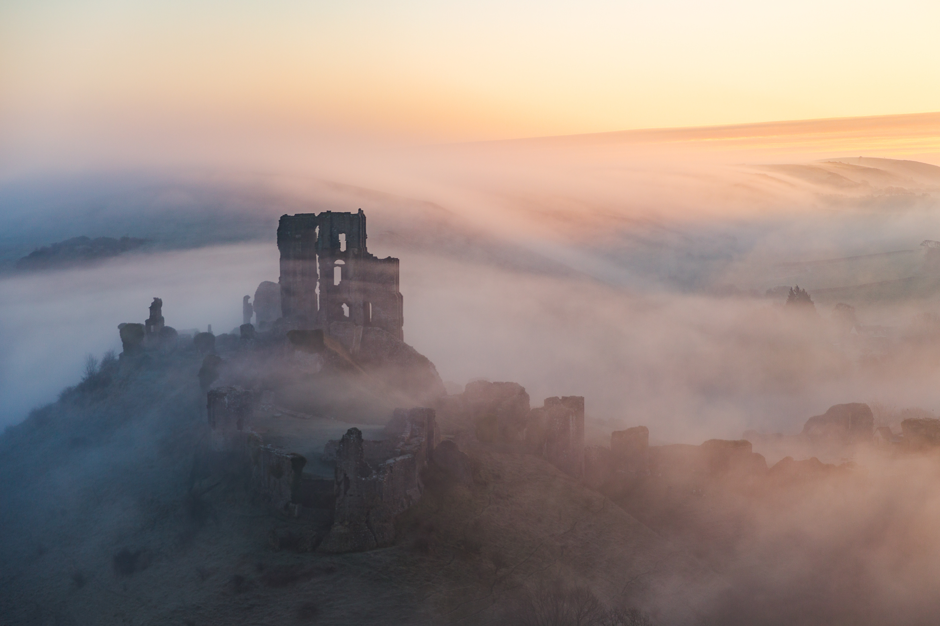 Corfe Castle in the Mist