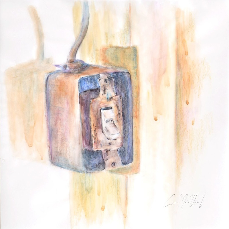 Light Switch "Off" Watercolor, pen, color pencil