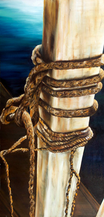 Dock Post, Oil on Canvas, 16" x 33"