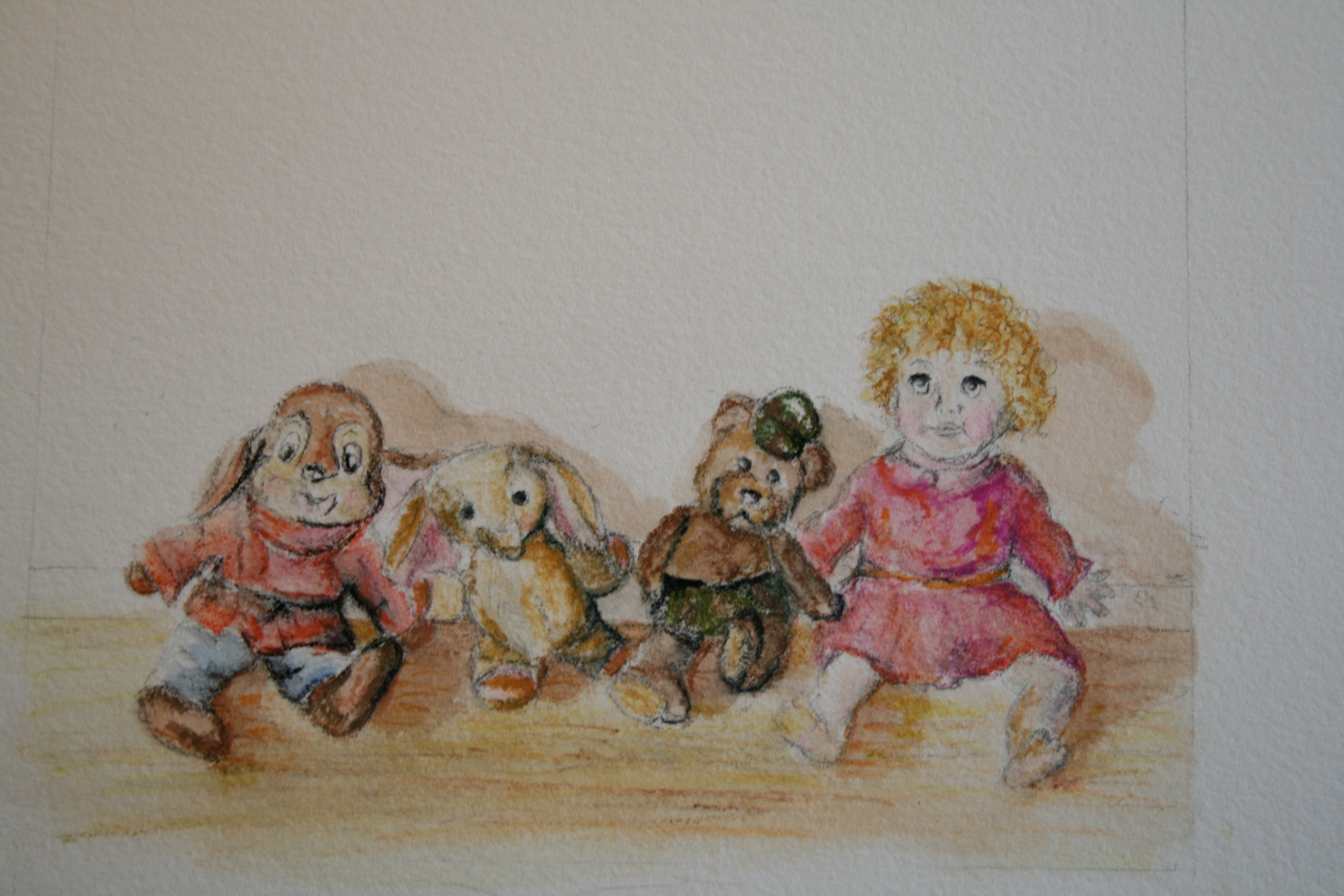 Childhood Family Toys, Watercolor