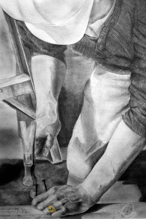 Construction Worker, Graphite & Charcoal, 14x21"
