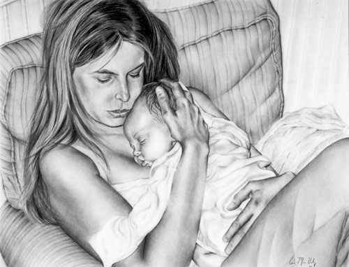 Mother & Child, Graphite 22”x28”