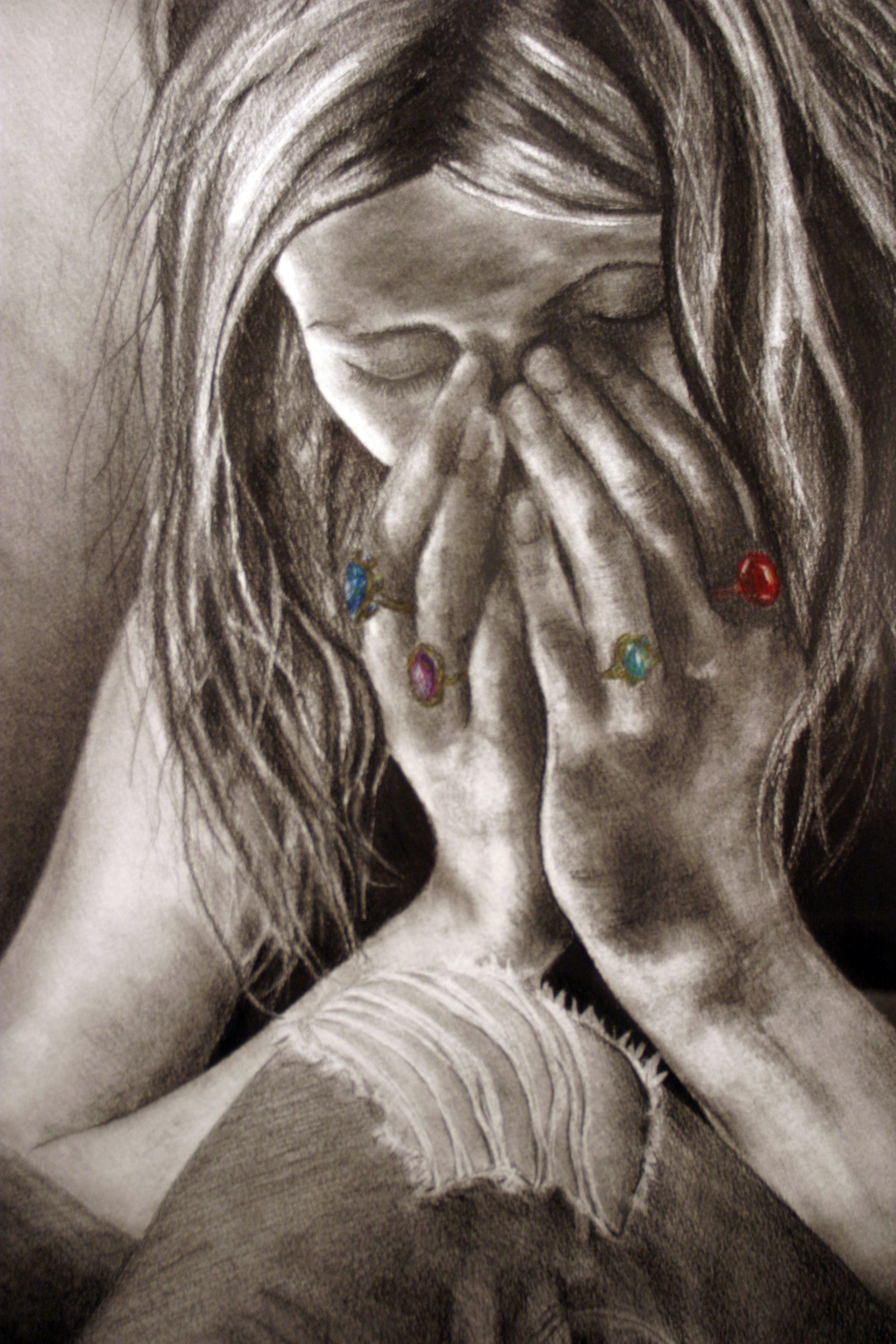 Identity, Charcoal, Colored Pencil, 16x24"