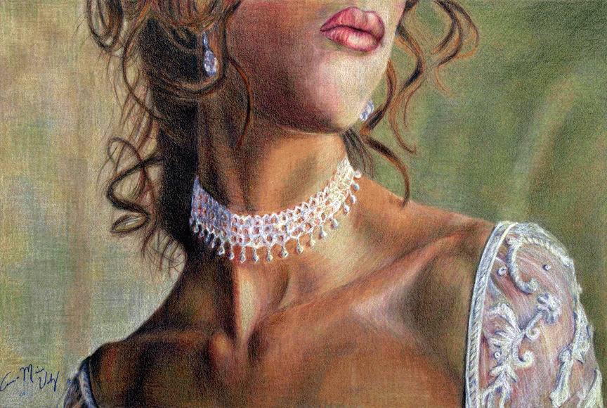 Neck & Shoulders Study, Colored Pencil, 12” x 18”