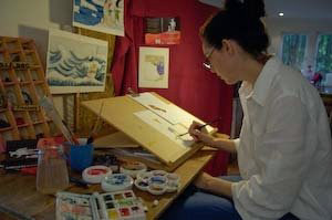 Working at my 'kitchen desk'