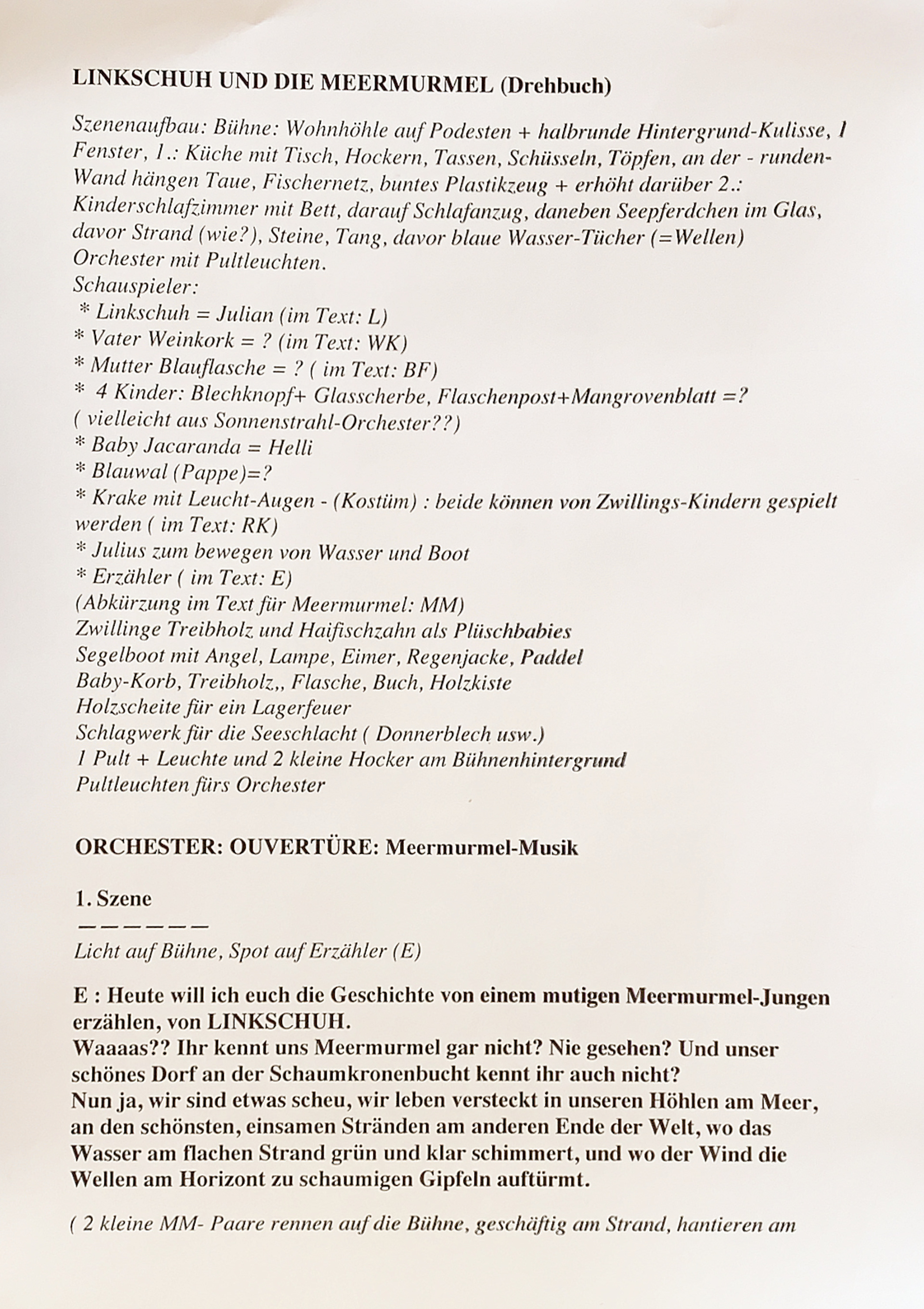 The translated German script