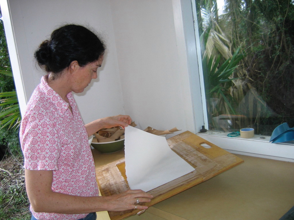 Soaking paper to be stretched