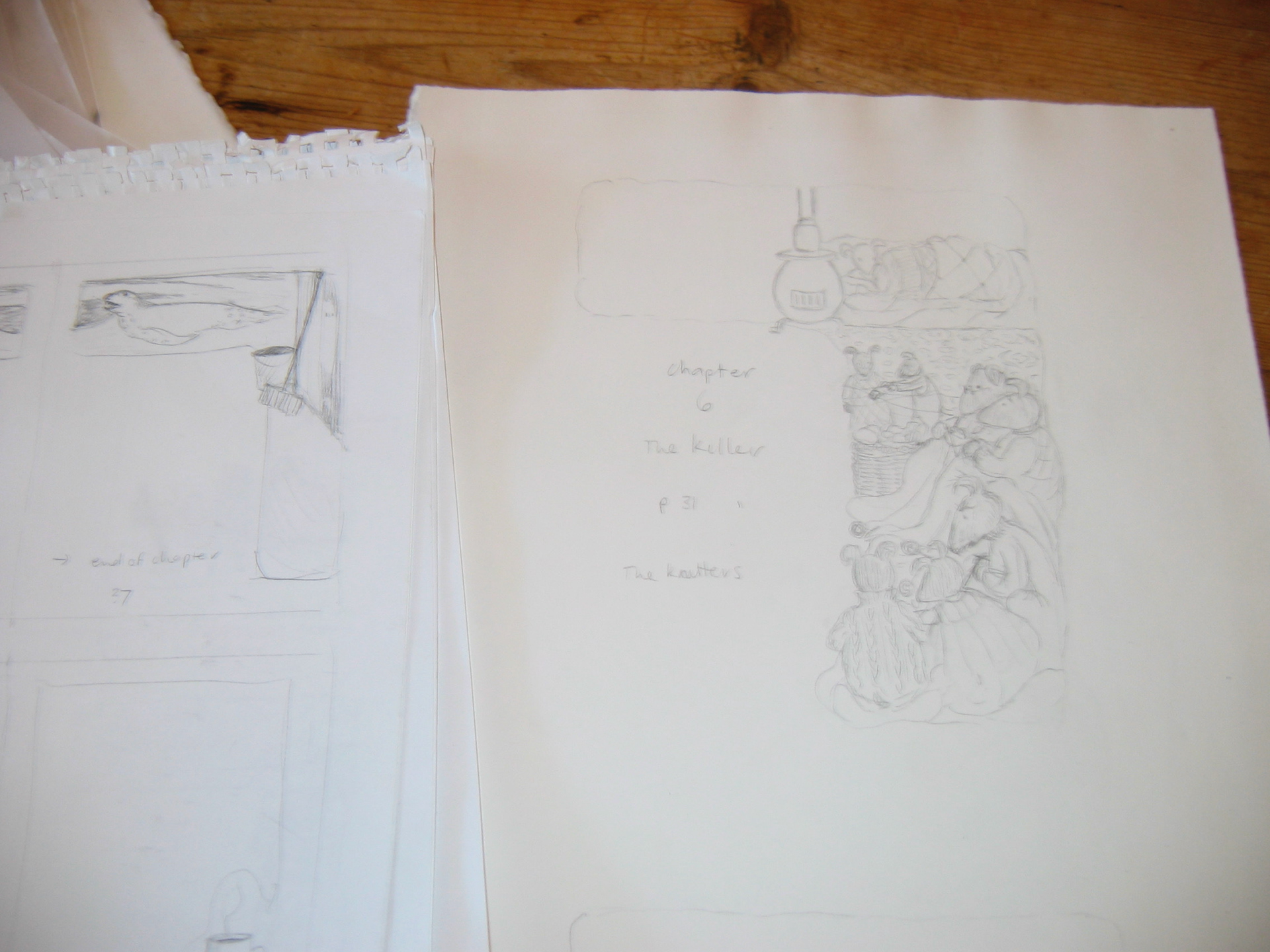 Some pencil beginnings for the Sea Gem illustrations