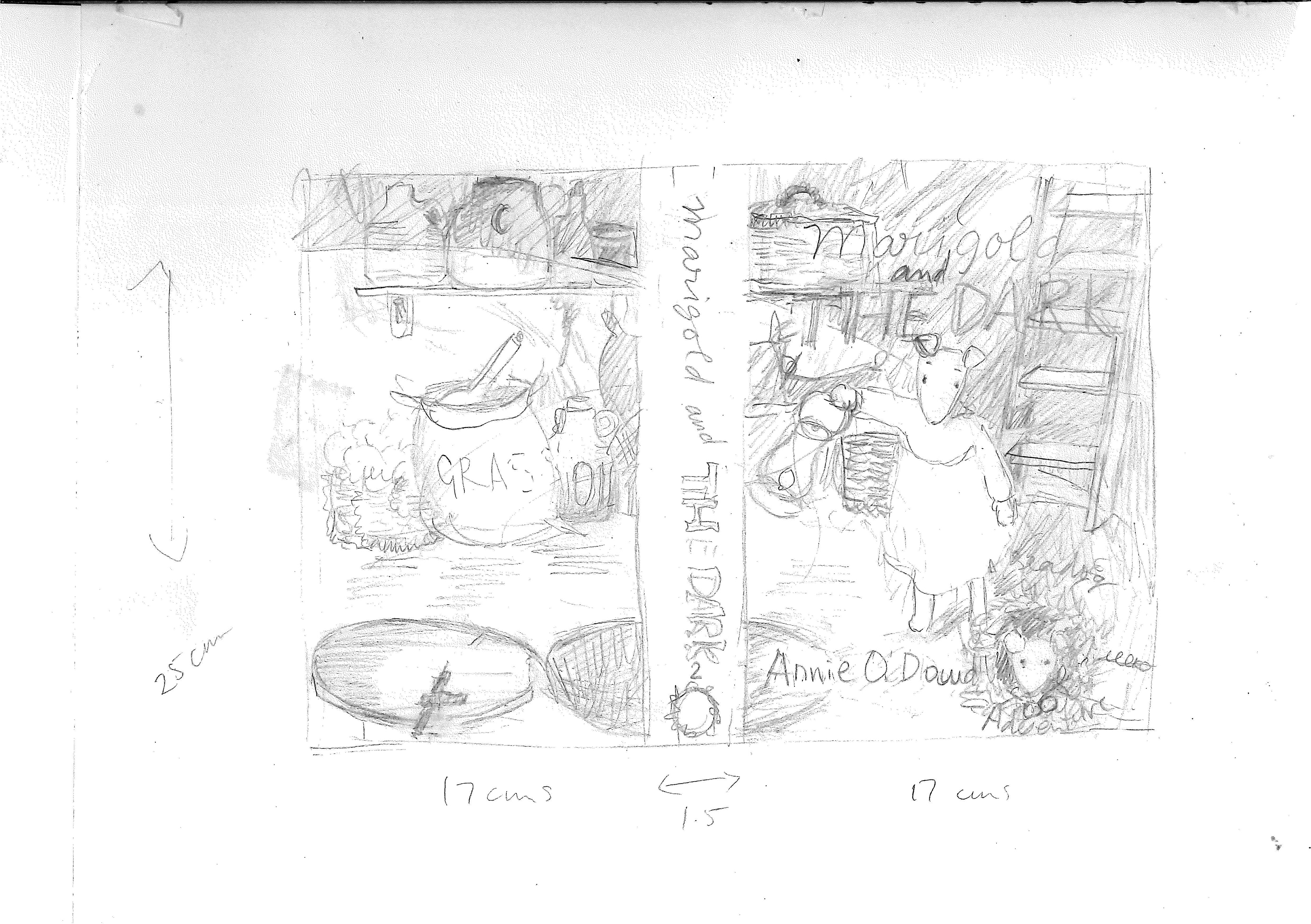 The pencil rough for the 'Marigold and the Dark' cover