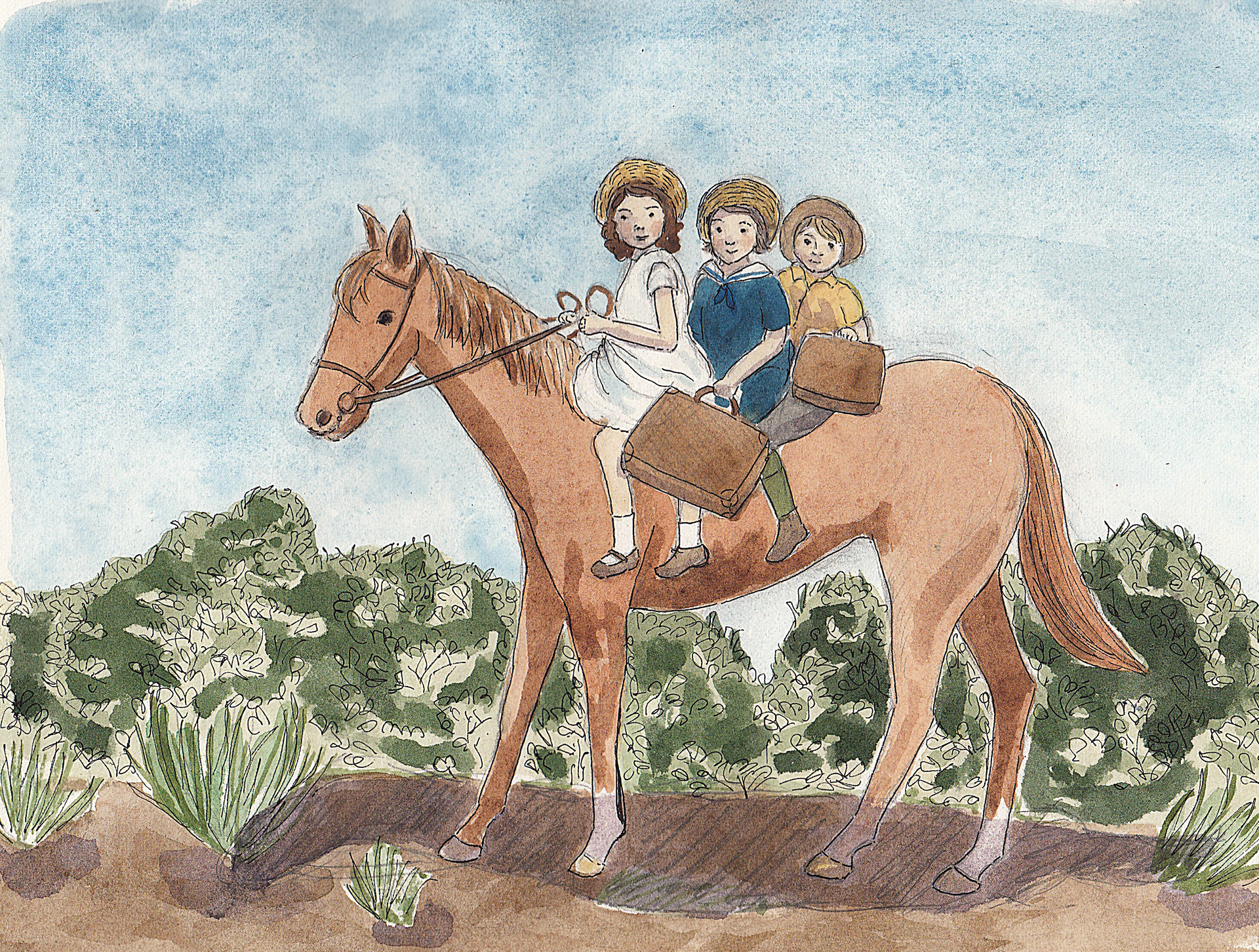 Off to school on our horse